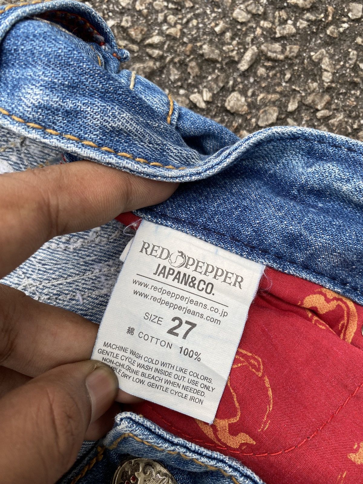 Japanese Brand Red Pepper Low Rise Faded Blue Back Logo Flare Jeans Size US 30 / EU 46 - 18 Thumbnail