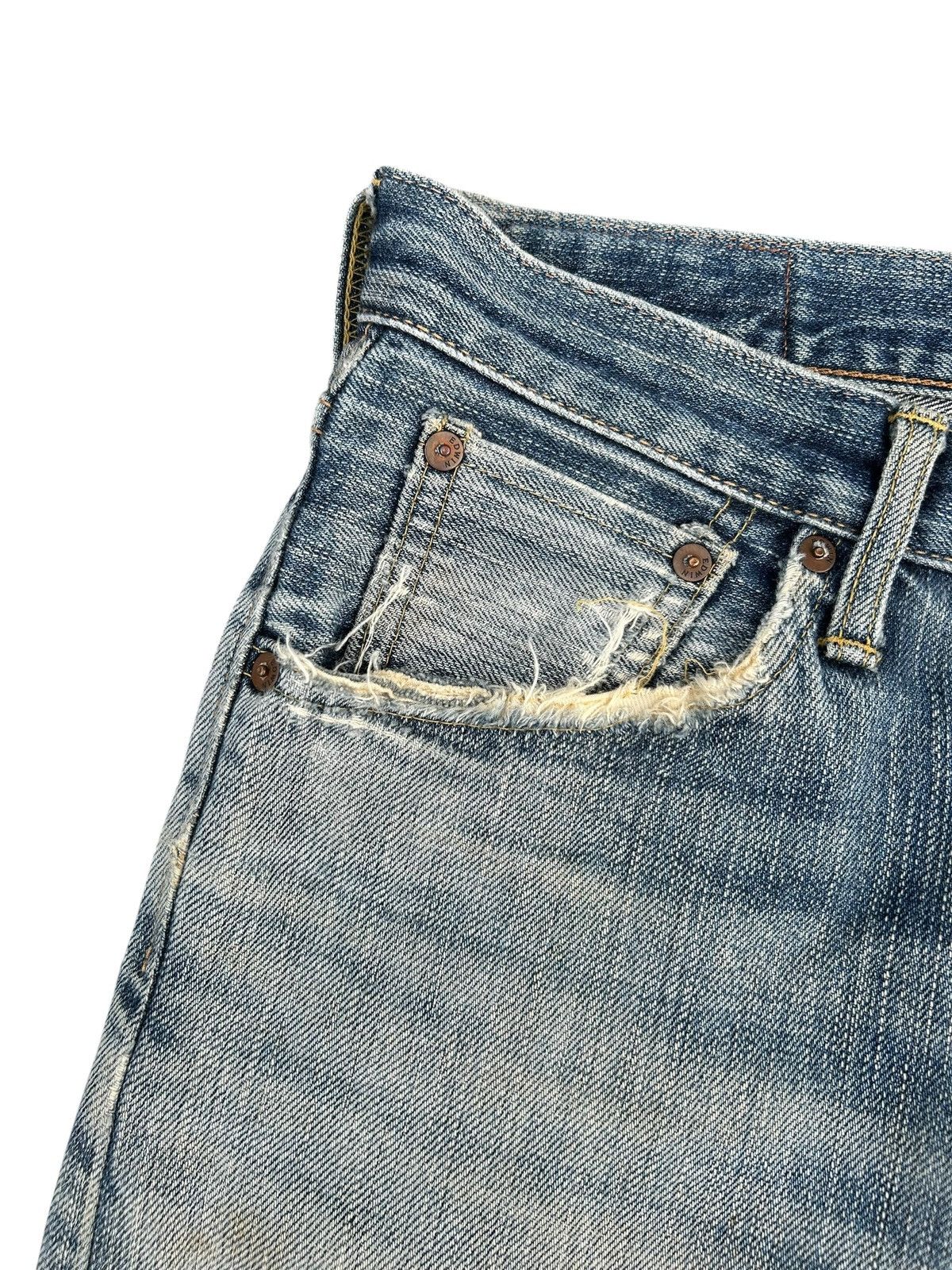 Kapital Thrashed Vintage Edwin 505ZX Selvedge Dirty Denim Jeans Size US 32 / EU 48 - 5 Thumbnail