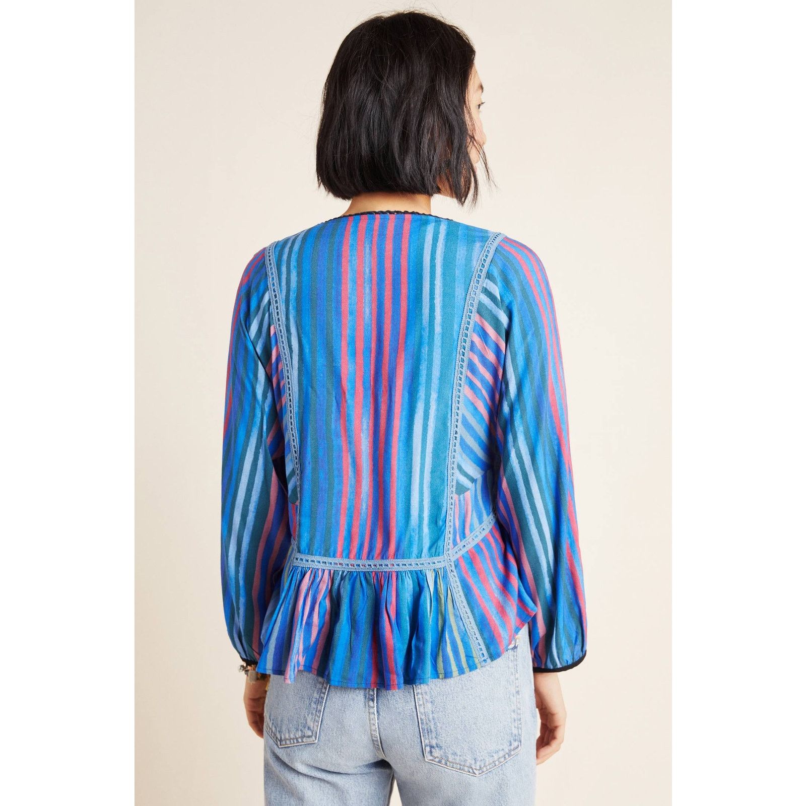 Anthropologie New Conditions Apply Estelle Long Sleeve Striped Blouse Sz S Size S / US 4 / IT 40 - 2 Thumbnail