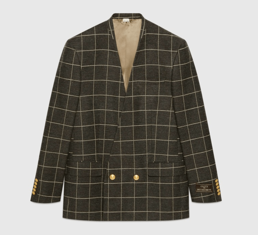 Gucci o1s1wg110225 Check Wool Formal Jacket in Multicolor Size US XL / EU 56 / 4 - 1 Thumbnail