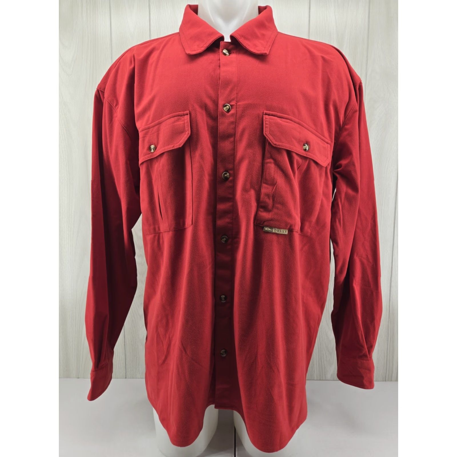 Vintage Drake Waterfowl Flannel Shirt Mens 2XL Red Polyester Button-Up Long Sleeve Casual Vintage: No Size US XXL / EU 58 / 5 - 2 Thumbnail