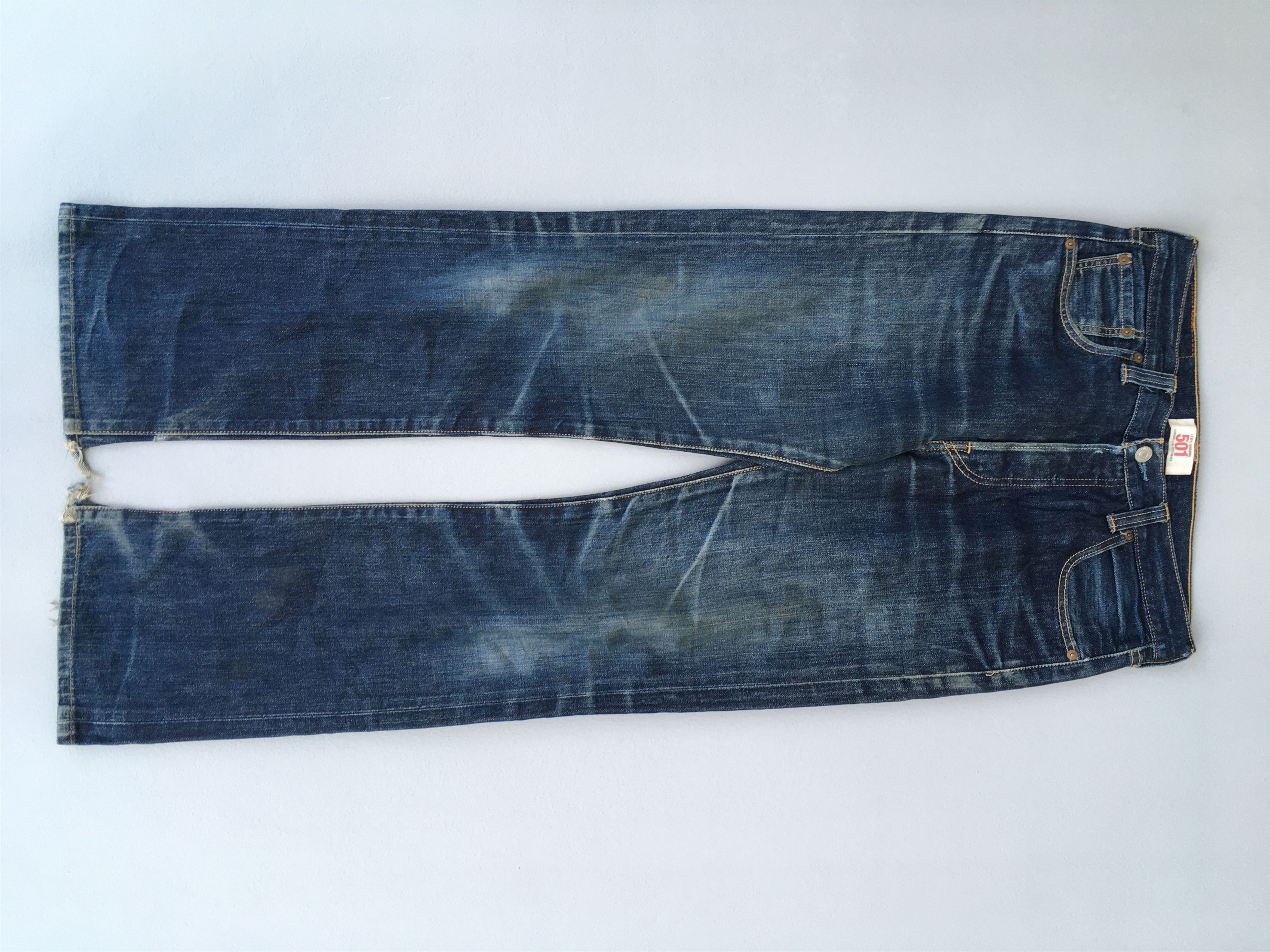 Image of Distressed Denim x Levis Size 30X30.5 Vintage 90's Levis 501 Original Dark Blue Jeans, Men's