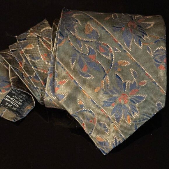 Versace Versace Silk Tie EUC Mint Vintage Gianni Floral Olive Green Size ONE SIZE - 1 Thumbnail
