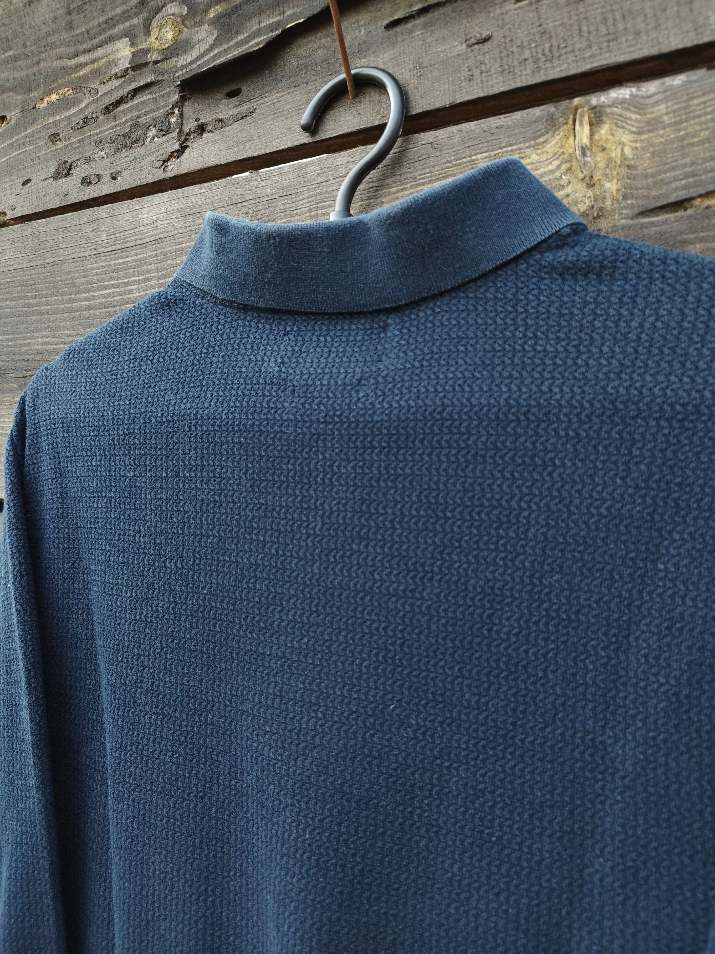 Polo Ralph Lauren Polo Ralph Lauren Navy Textured Knit Long Sleeve Polo Size US L / EU 52-54 / 3 - 12 Thumbnail