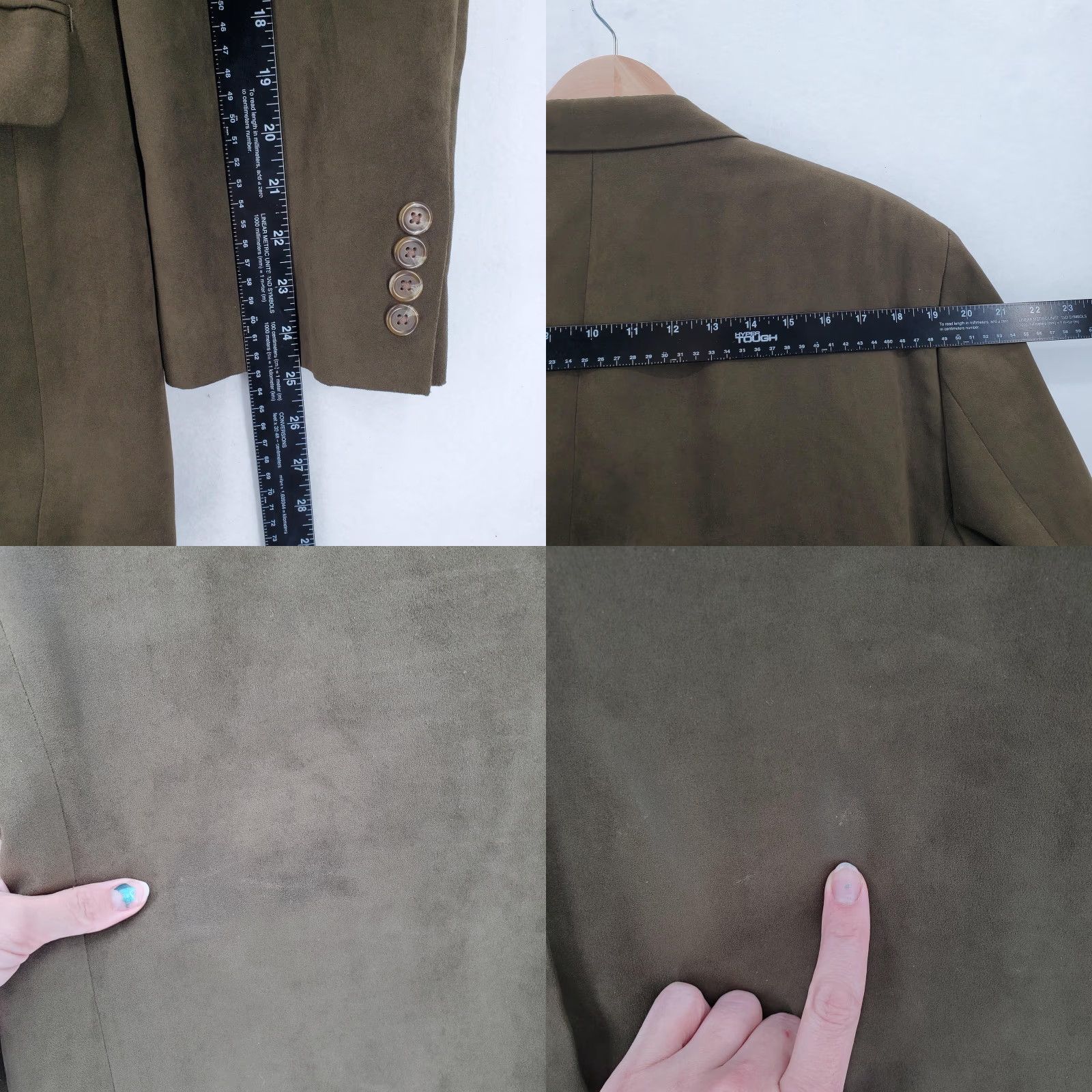 Ralph Lauren VINTAGE Lauren Ralph Lauren Blazer Mens 44R Olive Green Faux Suede Two Button Jacket Size 44R - 8 Thumbnail