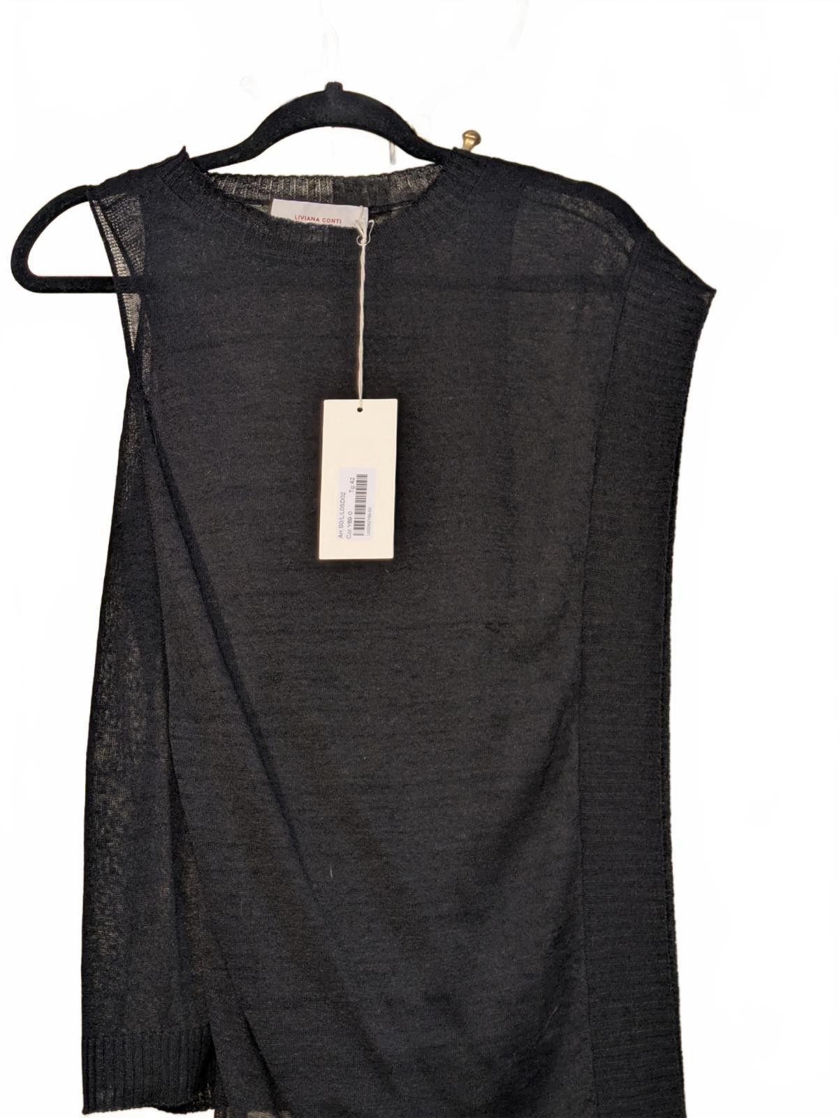 Other NWT LIVIANA CONTI Black Asymmetric Linen 2pc Drape Top 42IT Size S / US 4 / IT 40 - 2 Thumbnail