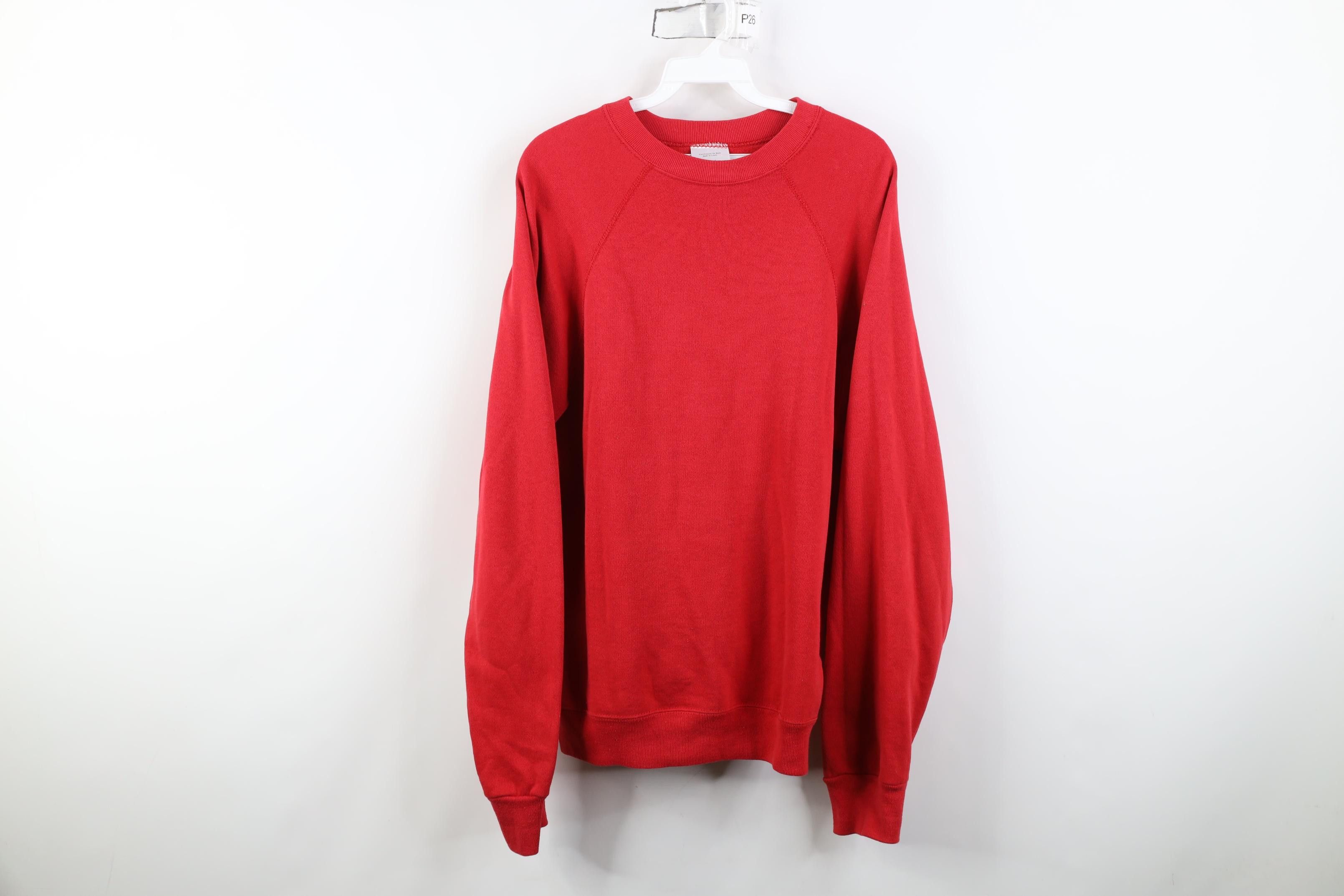 Vintage Vintage 90s Streetwear Raglan Crewneck Sweatshirt Red USA Size US L / EU 52-54 / 3 - 1 Thumbnail