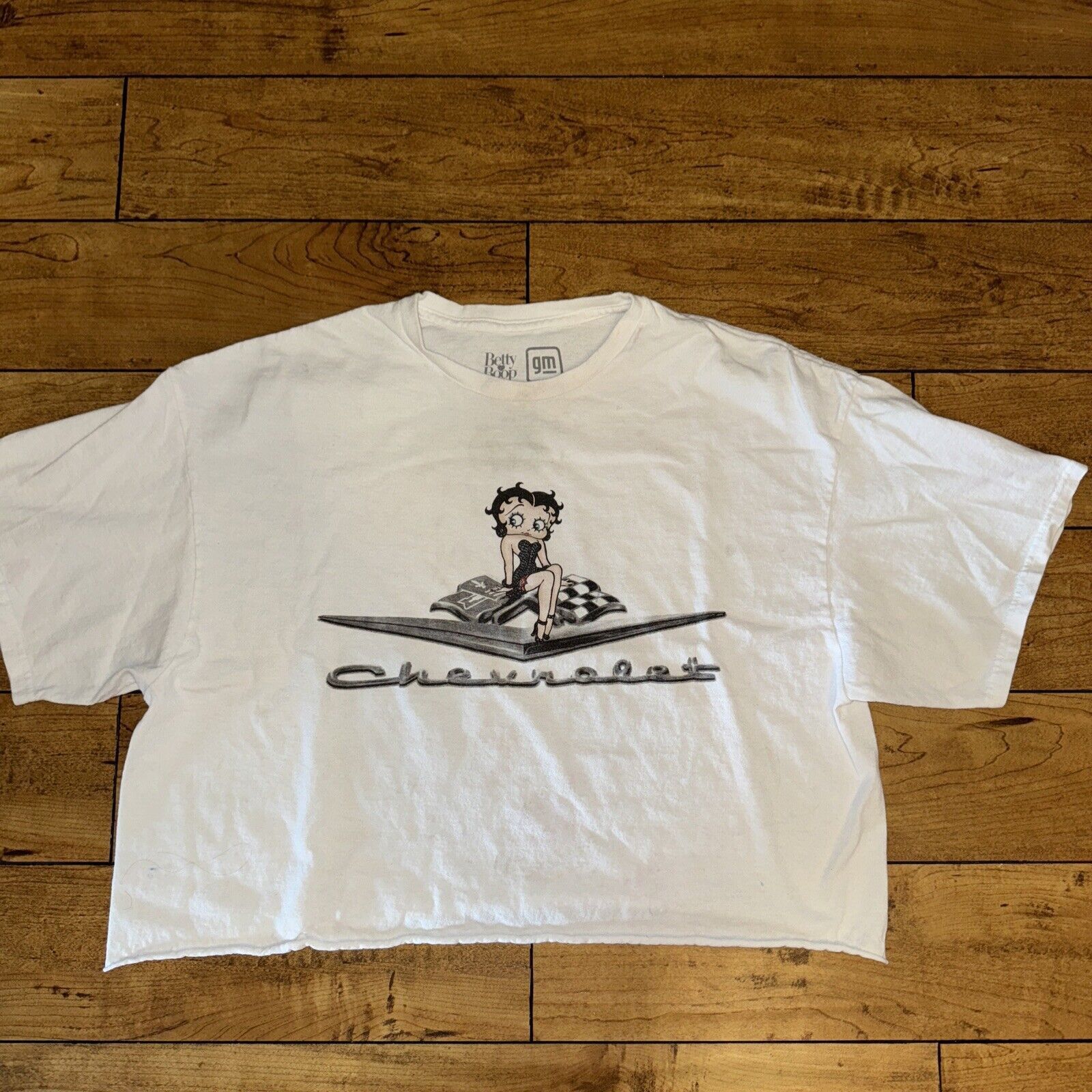 Chevrolet × Vintage Betty Boop Chevy T-Shirt Cropped XL 22x19 White Size XL / US 12-14 / IT 48-50 - 1 Thumbnail
