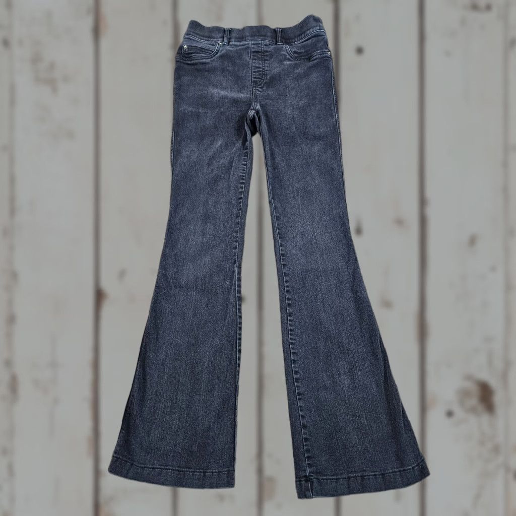 Spanx Jeans Womens Small S Black Flare Pull On Stretch Denim 20326R 25x30