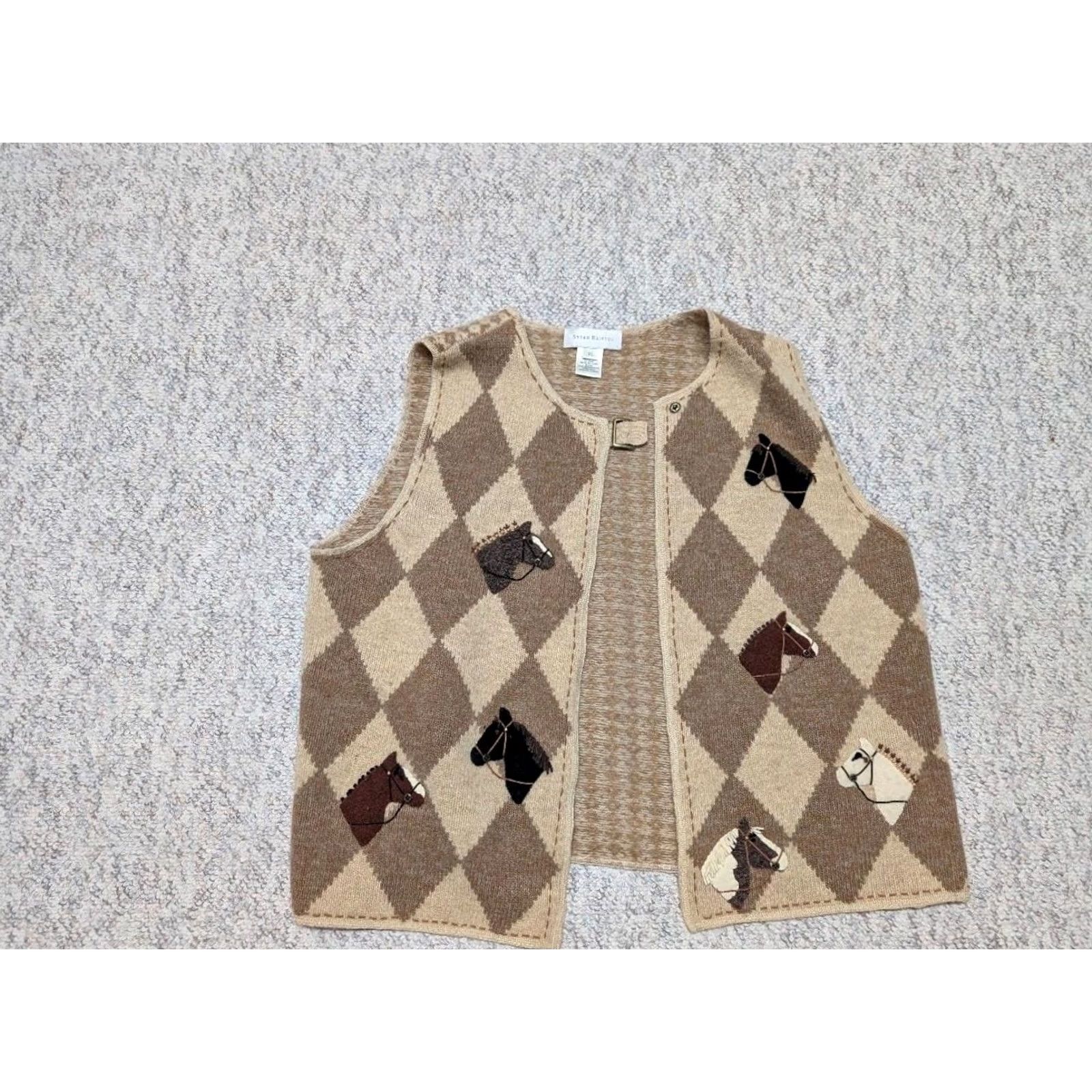 Vintage VINTAGE Susan Bristol Equstrian sweater vest XL Women Argyle/Diamond Wool Mohair Lambswool Brown Favorite Patterns 90s Mens Size XL / US 12-14 / IT 48-50 - 3 Thumbnail