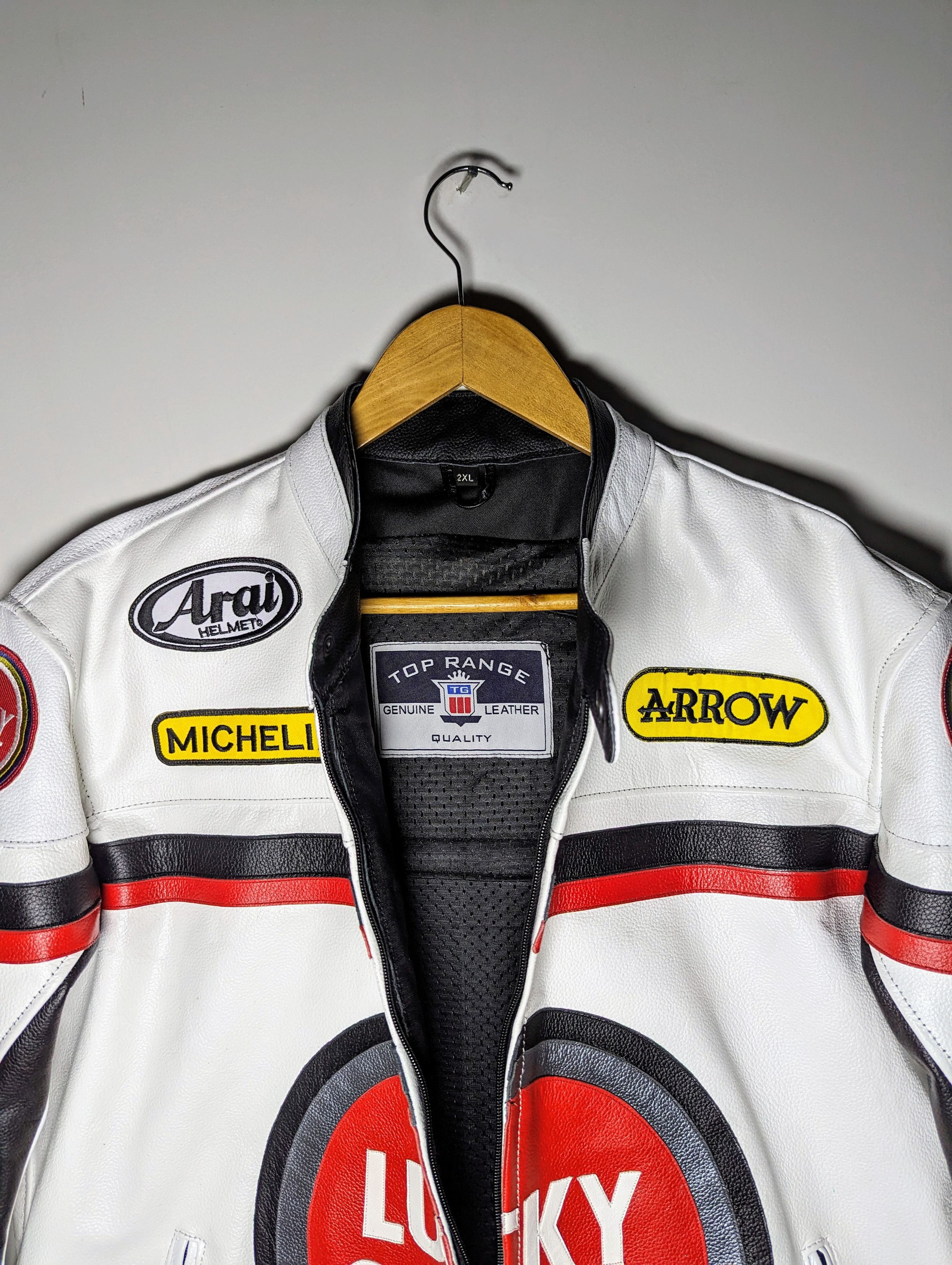 Vintage 💥🔥 VINTAGE LUCKY STRIKE RACING LEATHER BIKER JACKET Size US L / EU 52-54 / 3 - 7 Thumbnail