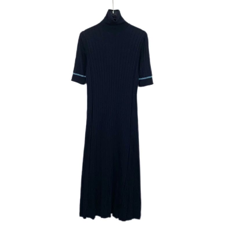 Loro Piana Loro Piana Dark blue high-neck knitted short-sleeved dress Size S / US 4 / IT 40 - 1 Thumbnail