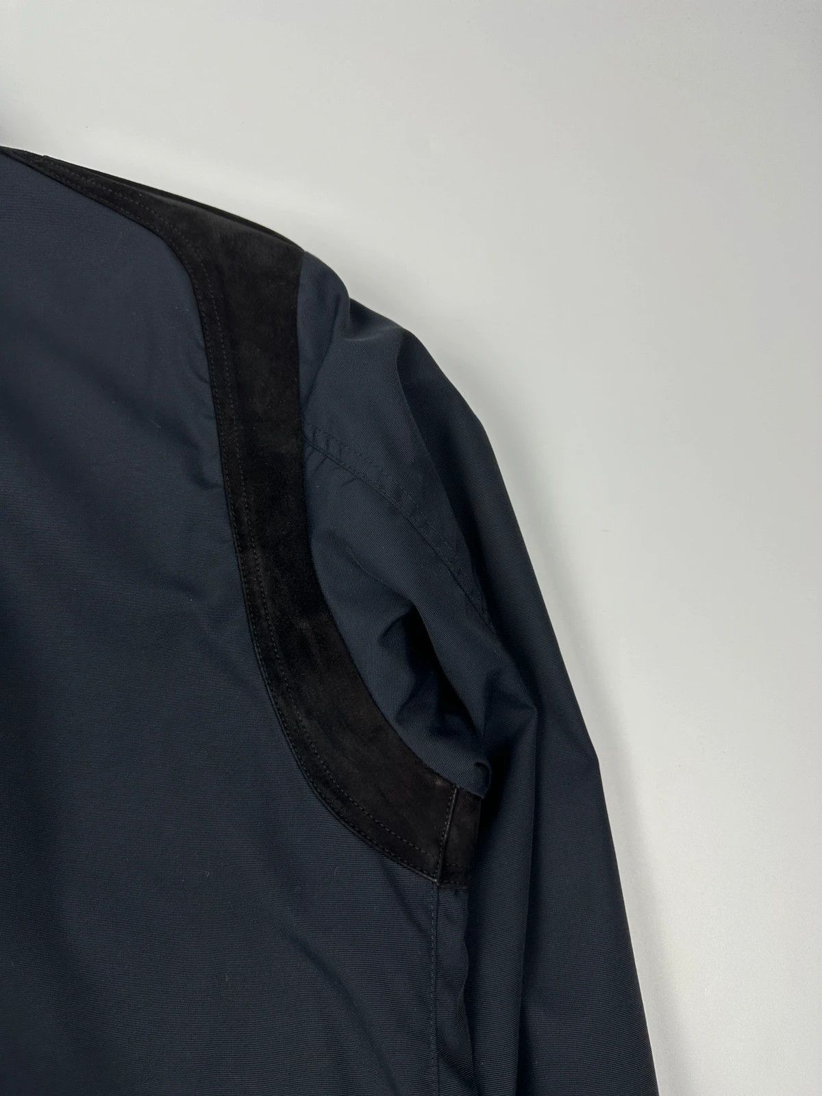 Gucci Gucci 00’s Navy Blue Leather Insert Bomber Jacket Size US M / EU 48-50 / 2 - 8 Thumbnail