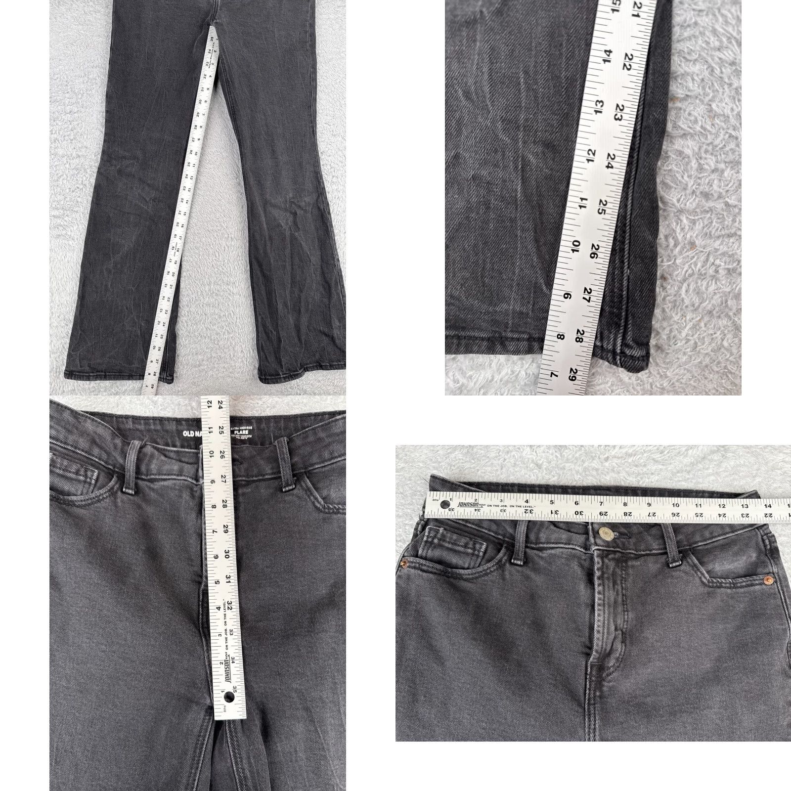 Old Navy Old Navy Jeans Womens 6 Black Denim Flare Extra High Rise Cotton Blend Zip 28x29 Size 28" / US 6 / IT 42 - 8 Thumbnail