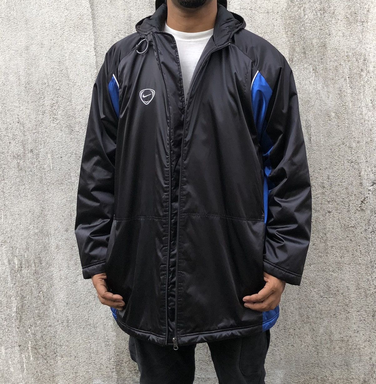 Nike Vintage 90s Nike TEAM Lined Fleece Long Jacket Size US L / EU 52-54 / 3 - 1 Thumbnail