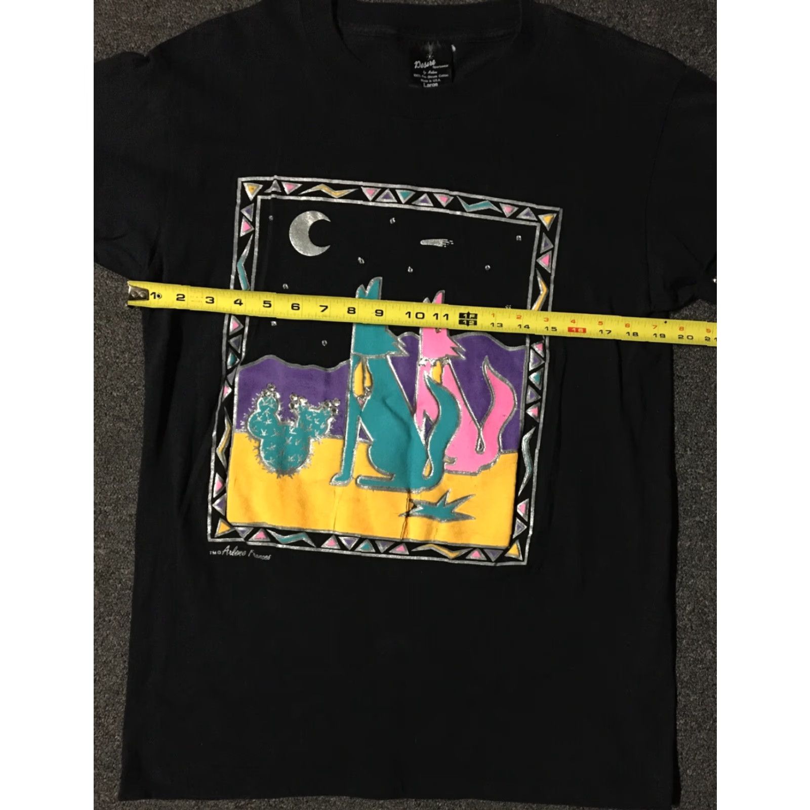 Vintage VINTAGE Coyote Western Shirt L Black Short Sleeve USA Desert Art Vaporwave 80s 90s Mens T-Shirt Size US L / EU 52-54 / 3 - 7 Thumbnail