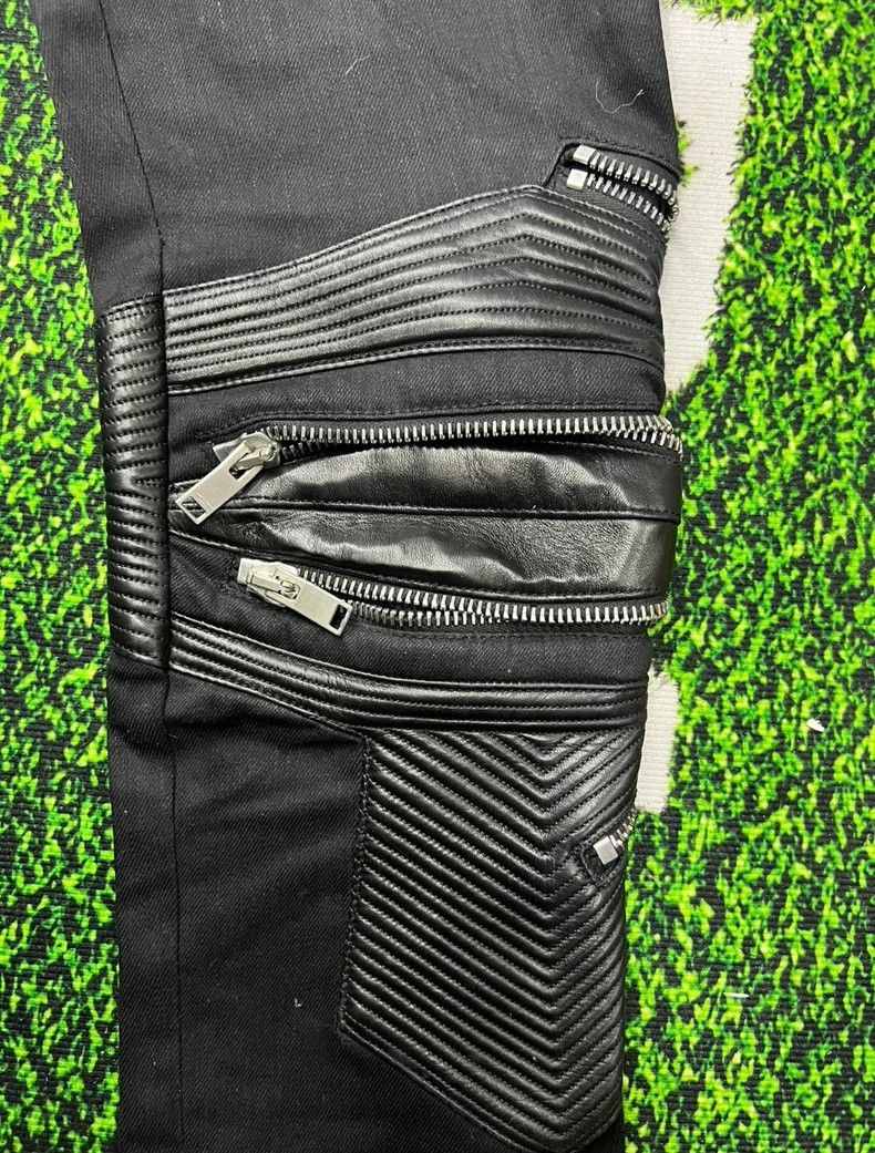 Saint Laurent Paris Saint Laurent Paris Patchwork sheepskin zipper biker jeans Size US 31 - 7 Thumbnail