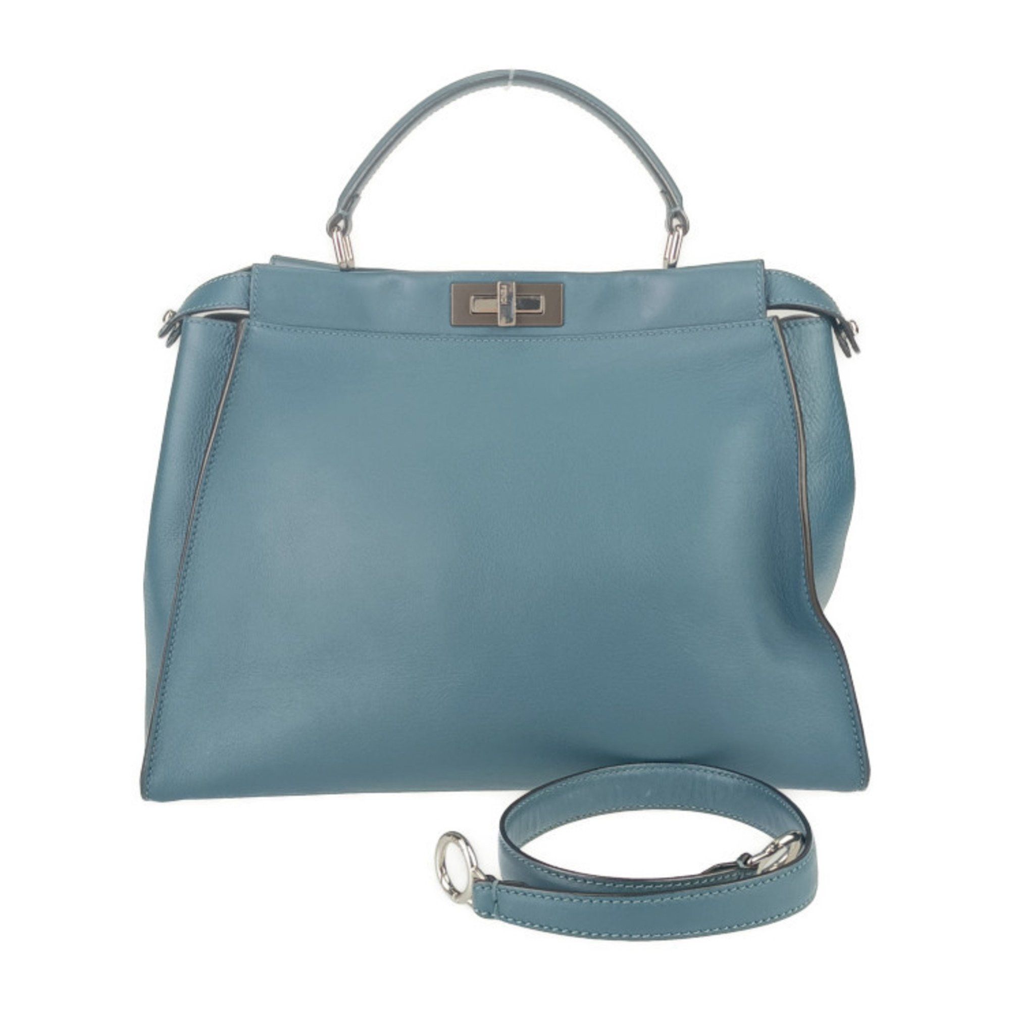 Fendi FENDI Tote Bag Peekaboo Large 8BN210 Blue Leather Women's Shoulder Turn Lock Size ONE SIZE - 1 Thumbnail