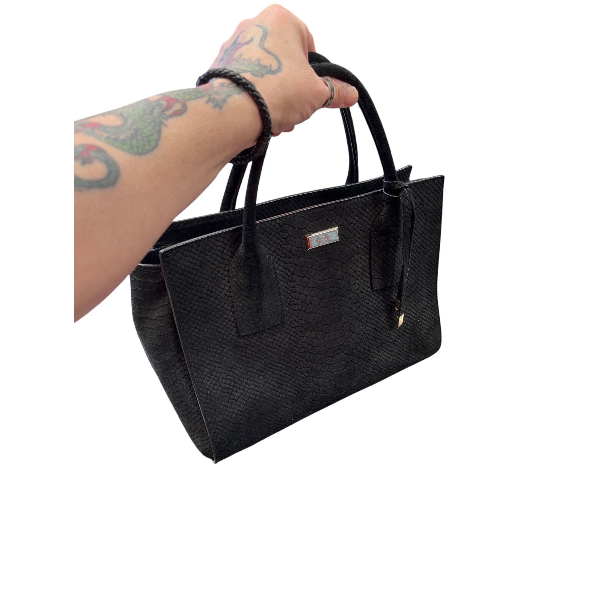 Kate Spade Kate Spade wms blacl leather croc satchel handbag SKU 9883 Size ONE SIZE - 17 Thumbnail