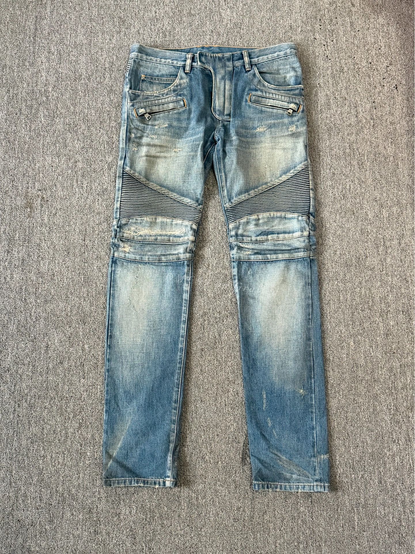 Balmain Balmain Washed Blue Biker Jeans Size US 32 / EU 48 - 1 Thumbnail