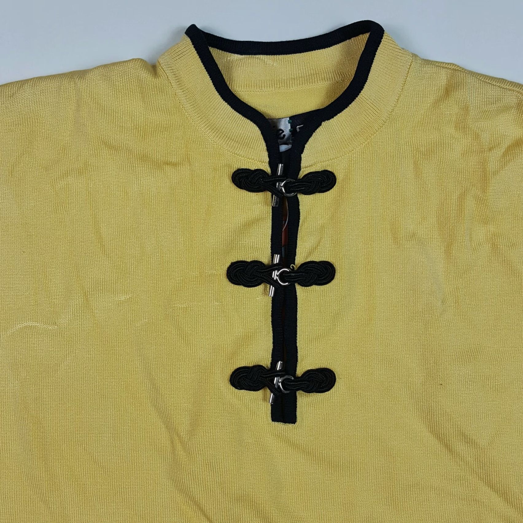 Vintage VINTAGE Jamie Sadock Knit Silk Women's Petite Kimono Yellow Luxury Polo Blouse Shirt Top Cap Sleeve P Yellow Luxury Polo Blouse Shirt Top Size S / US 4 / IT 40 - 2 Thumbnail