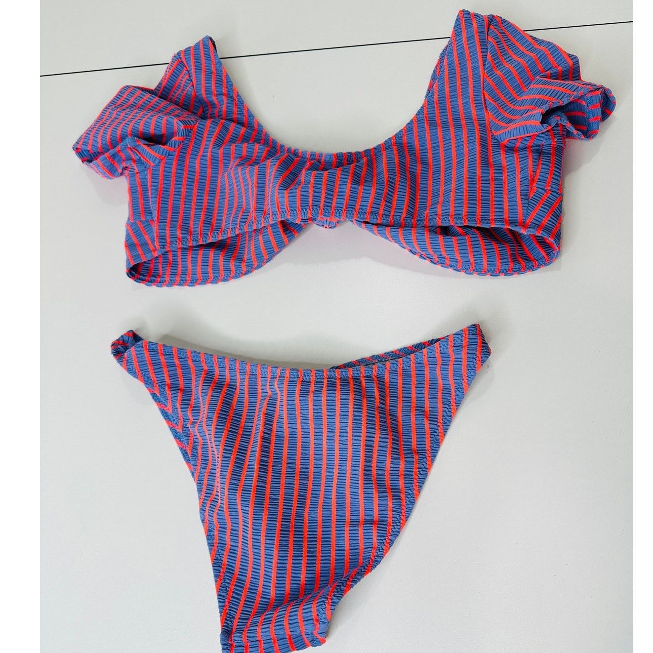 Solid & Striped Solid & Striped Lilac & Orange Striped Front Tie Bikini M Size M / US 6-8 / IT 42-44 - 6 Thumbnail
