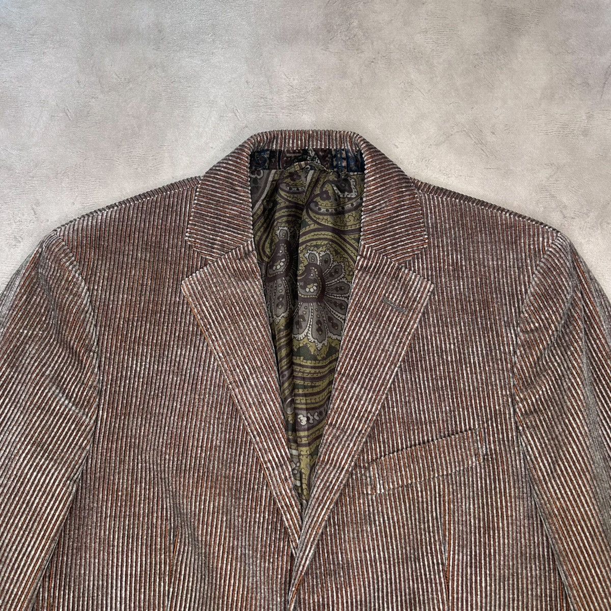 Etro Etro Men's Corduroy Blazer Buttons Brown Pine Size:48 Size 48R - 2 Thumbnail