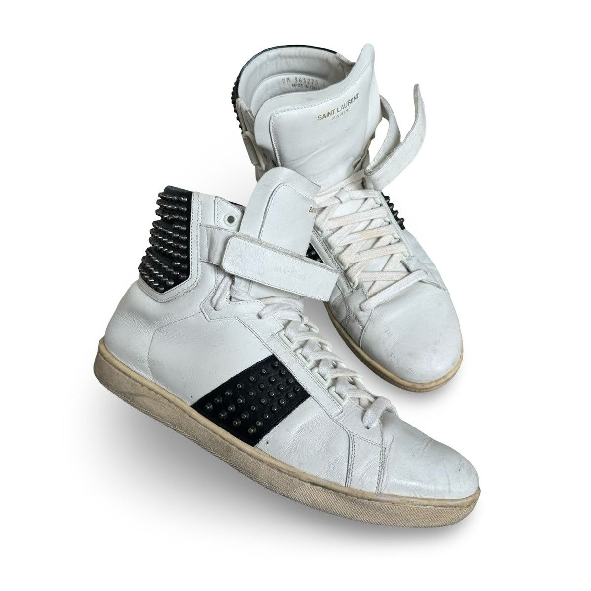 Saint Laurent Paris SAINT LAURENT PARIS SL/14H WHITE/BLACK STUDDED HIGHTOPS Size US 12 / EU 45 - 7 Thumbnail