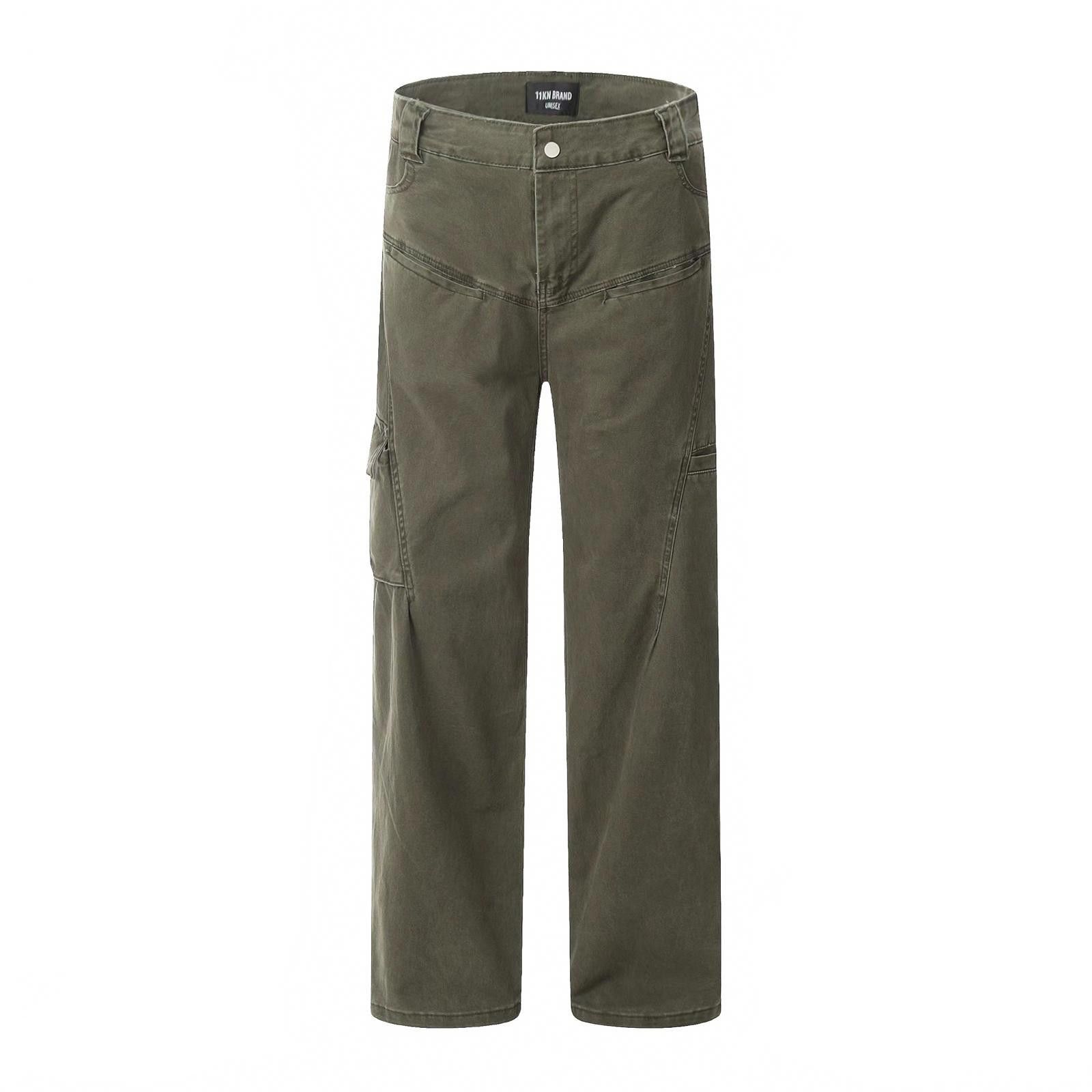 Japanese Brand Olive Green and Black Wide Leg Cargo Pants, Loose Fit Size US 30 / EU 46 - 3 Thumbnail