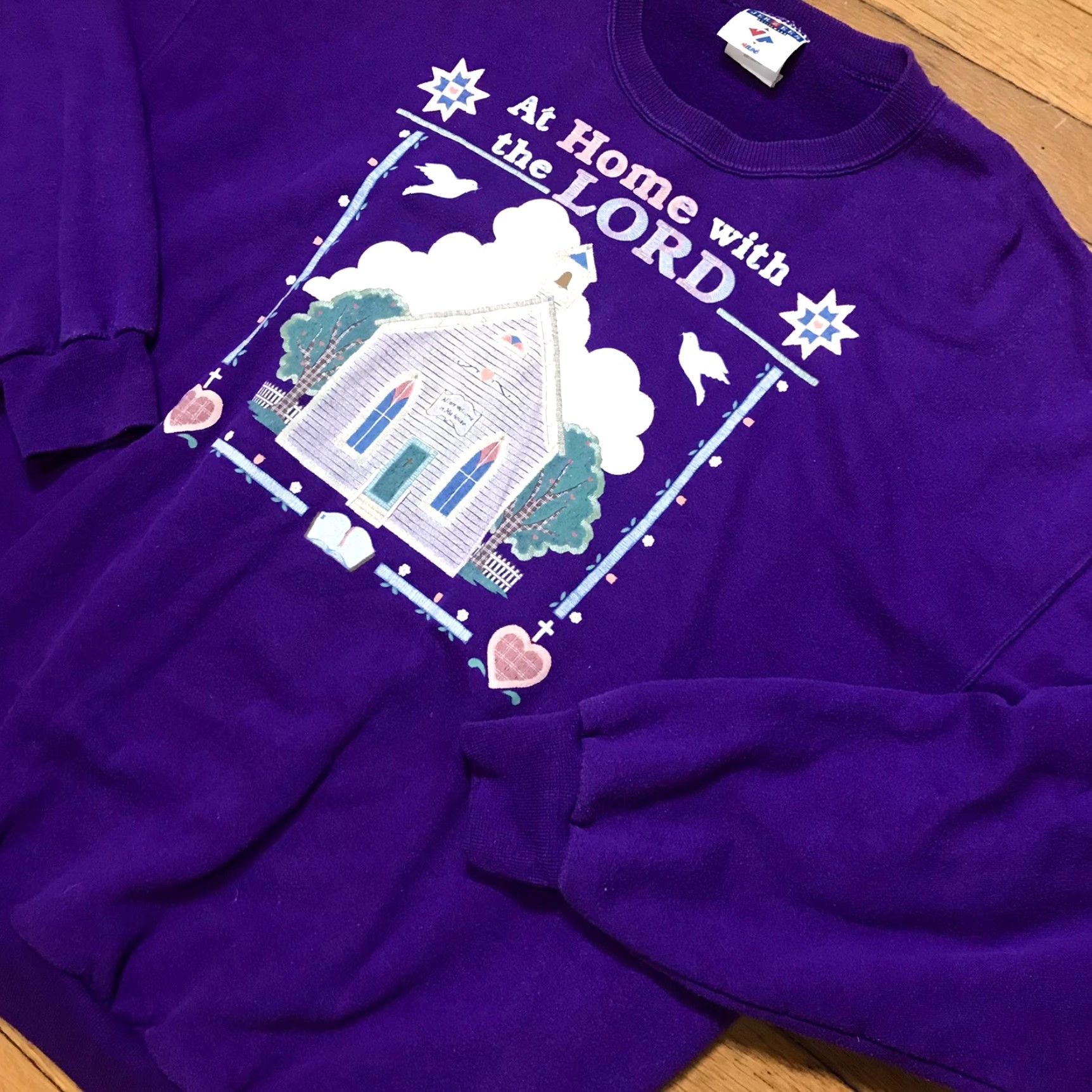 Jerzees VINTAGE Jerzees Crewneck Sweatshirt XL Purple Women Size XL / US 12-14 / IT 48-50 - 2 Thumbnail