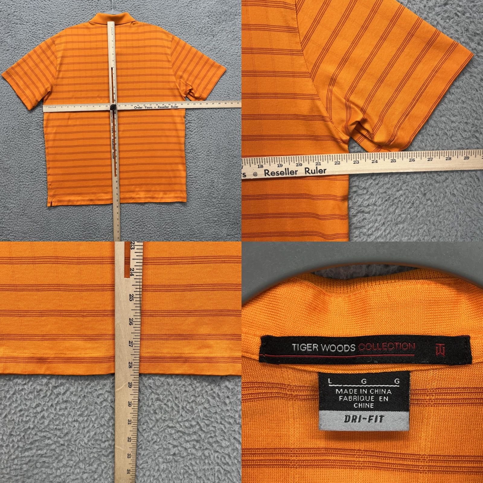 Nike Nike Tiger Woods Polo Shirt Mens Large Orange Stripe Dri-Fit Golf Performance Size US L / EU 52-54 / 3 - 8 Thumbnail