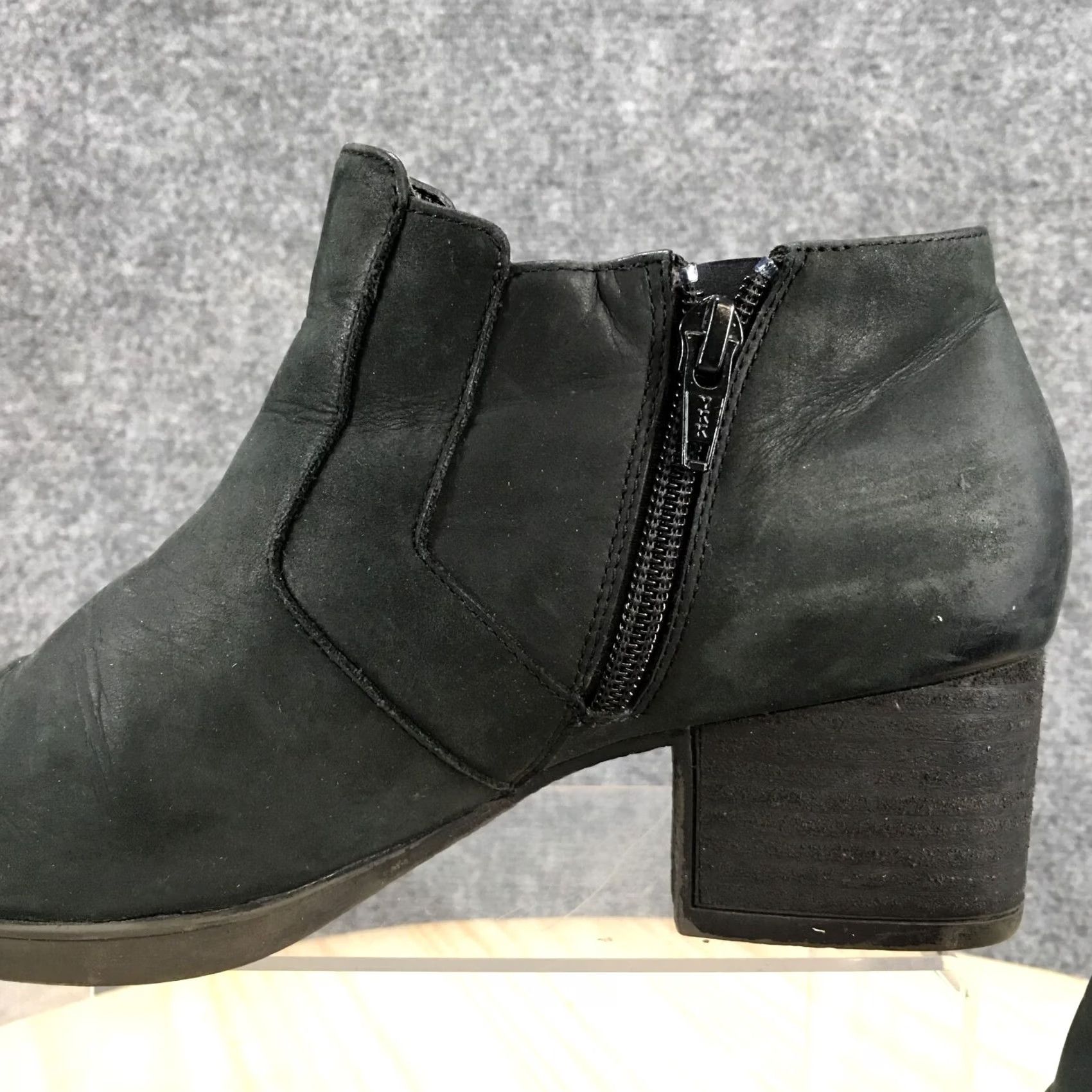 Vintage Abeo Felicity Boots Women's 7.5 N Side Zip Ankle Bootie Black Leather Heels Size US 8 / IT 38 - 4 Thumbnail