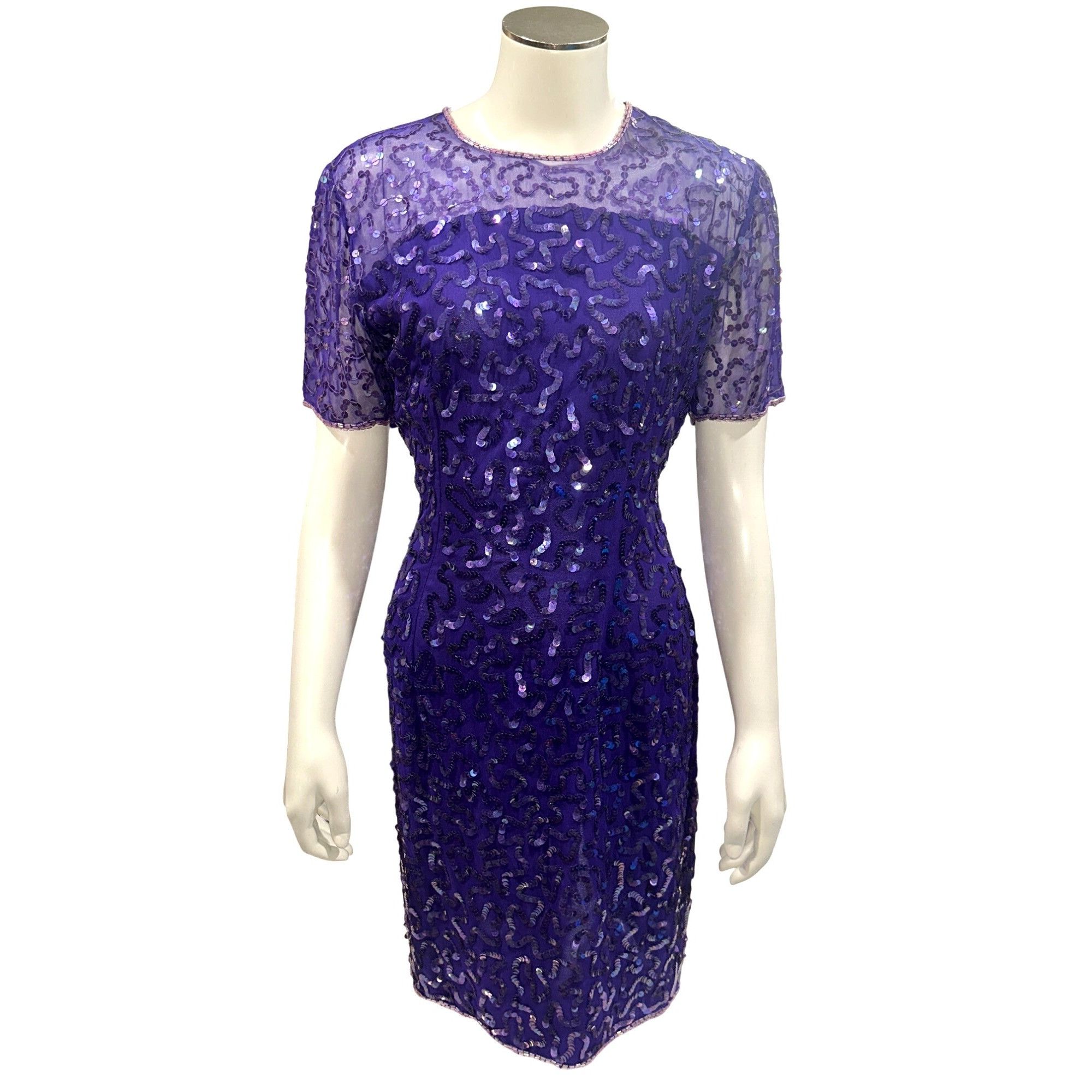 Other All Silk Vintage Dress by Stenay Size 4 Purple Sequin Cockta Size S / US 4 / IT 40 - 2 Thumbnail
