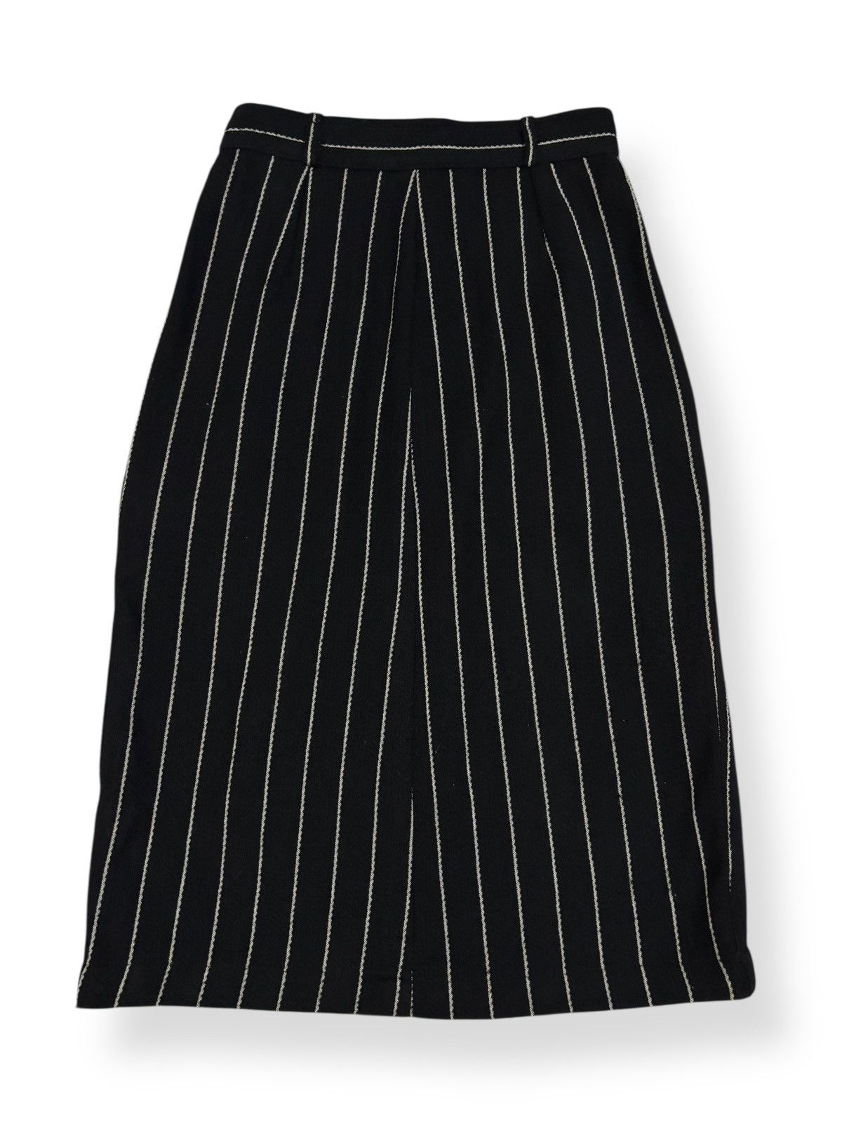 Versace Vintage Gianni Versace Striped Wool Pleated Wrap Midi Skirt Size 26" / US 2 / IT 38 - 2 Thumbnail