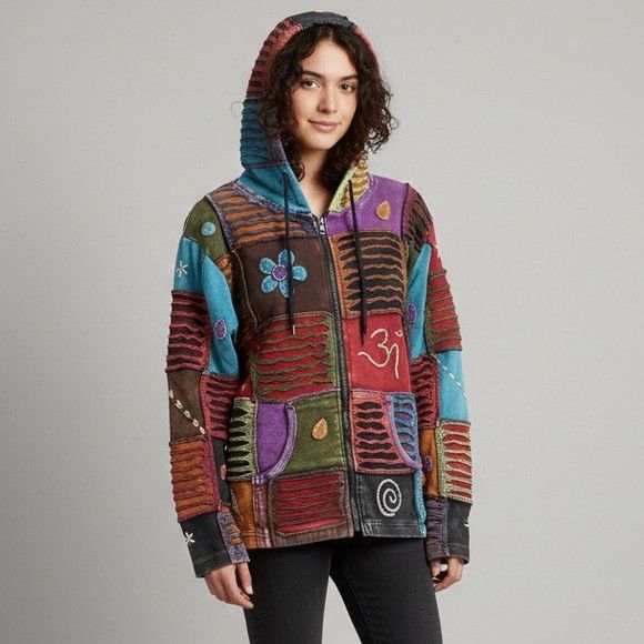 Vintage Vintage Colourful Patchwork Embroidered Hoodie - S / M Size M / US 6-8 / IT 42-44 - 1 Thumbnail