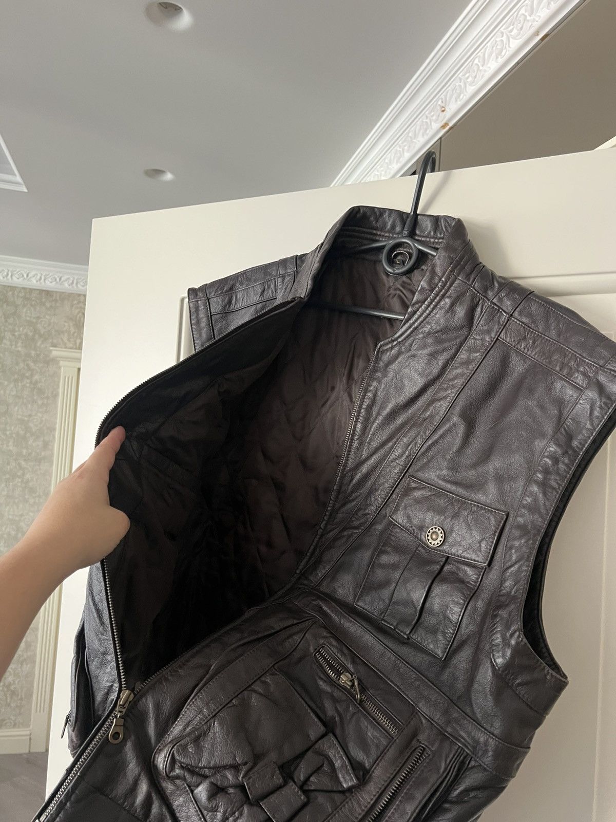 Genuine Leather Vintage Yorn Leather Vest Men’s Brown Genuine Leather Moto Size US L / EU 52-54 / 3 - 16 Thumbnail