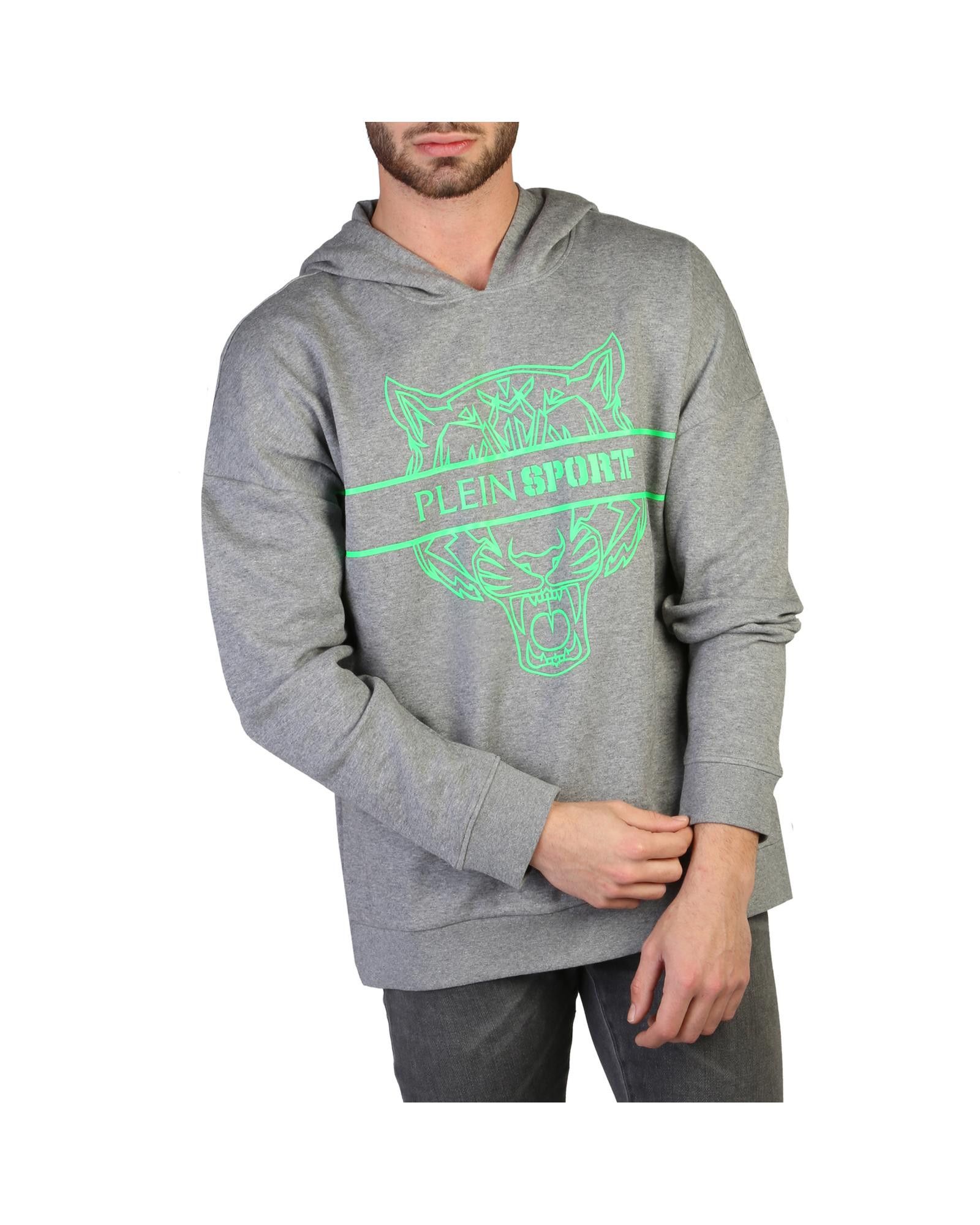 image of Philipp Plein Logo-Printed Zip-Up Cotton Sweatshirt in Grey, Men's (Size XL)