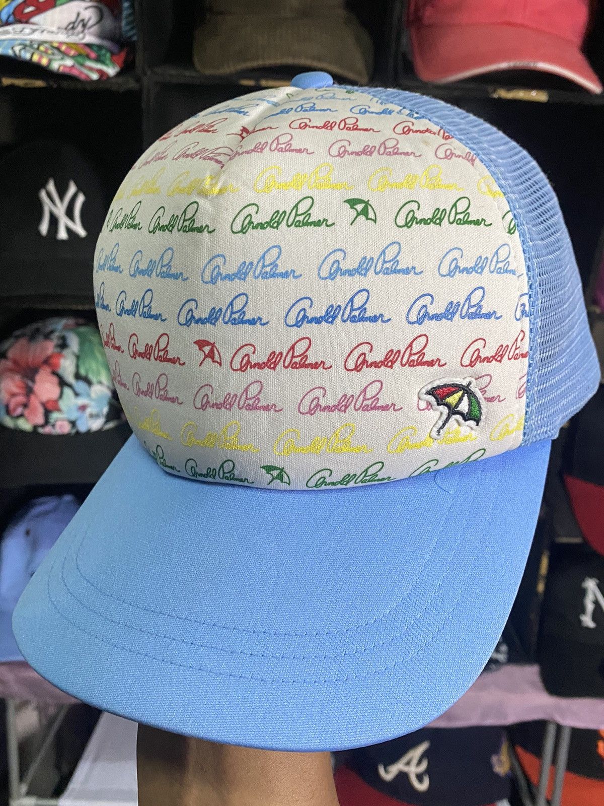 Designer × Japanese Brand × Vintage Cap vintage arnold palmer Trucker Mesh baby blue Size ONE SIZE - 4 Thumbnail
