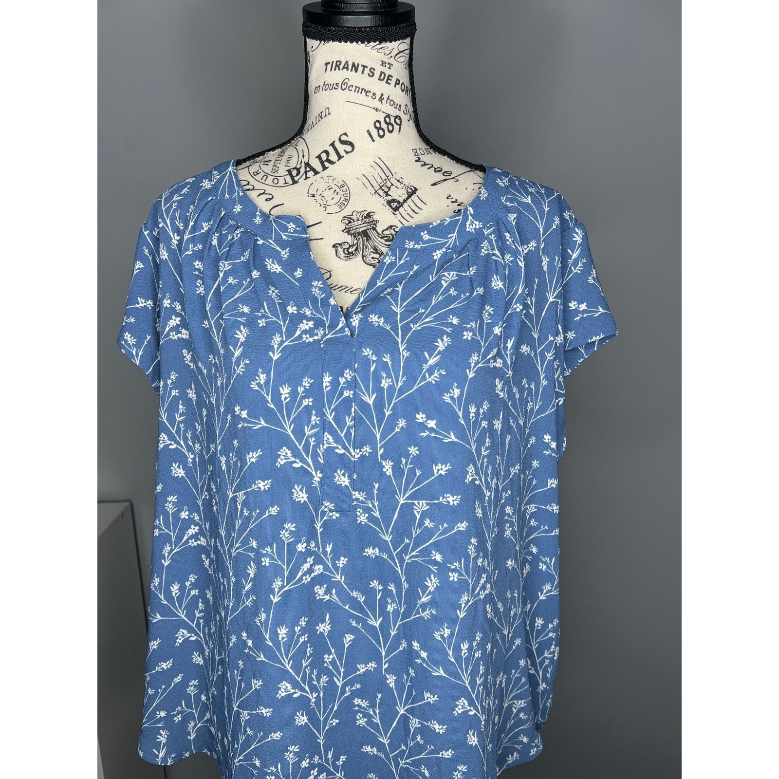 Other Morey Split Neck Short Sleeve Blouse - Stitch Fix Crepe Top Size XXL / US 16-18 / IT 52-54 - 11 Thumbnail