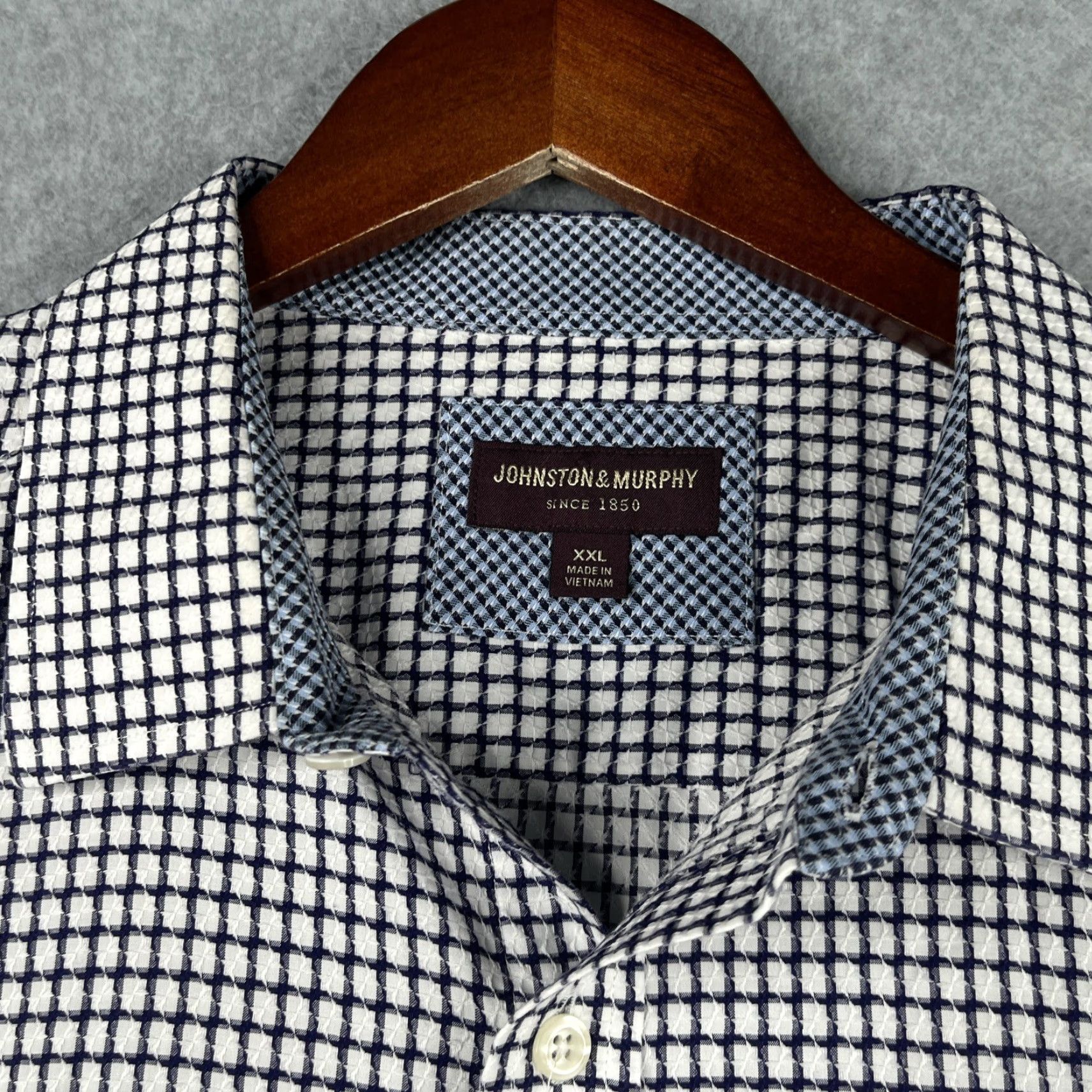 Johnston & Murphy Johnston & Murphy Shirt 2XL White Navy Check Button-Up Long Sleeve Men Size US XXL / EU 58 / 5 - 5 Thumbnail