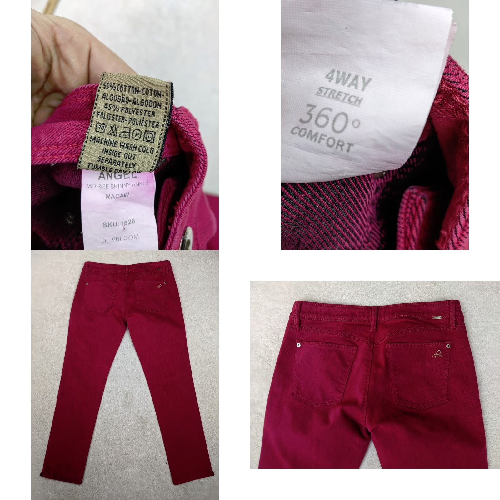 DL1961 DL1961 Angel Mid Rise Skinny Ankle Women 28 Pink Jeans 5 Pocket Dark Denim Slim Leg Jeans Womens Pink DL1961 Angel Mid Rise Skinny Ankle Size 24" / US 00 / IT 34 - 8 Thumbnail