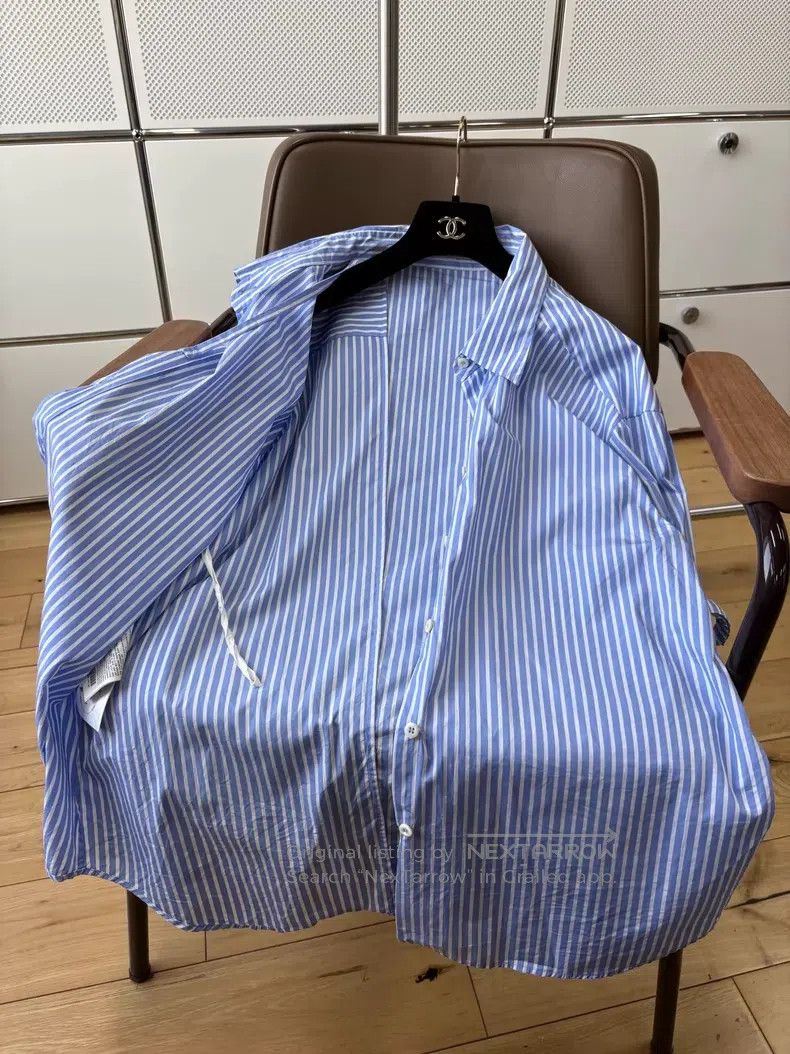 Prada Prada Blue and white striped cuffed lapel shirt Size XXS / US 00 / IT 34 - 4 Thumbnail
