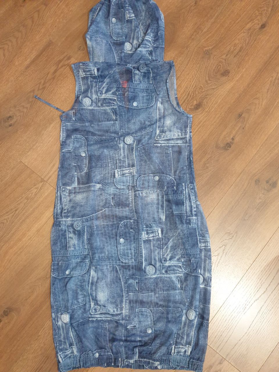Other Denim Print Hooded Dress sz S/M Size M / US 6-8 / IT 42-44 - 3 Thumbnail