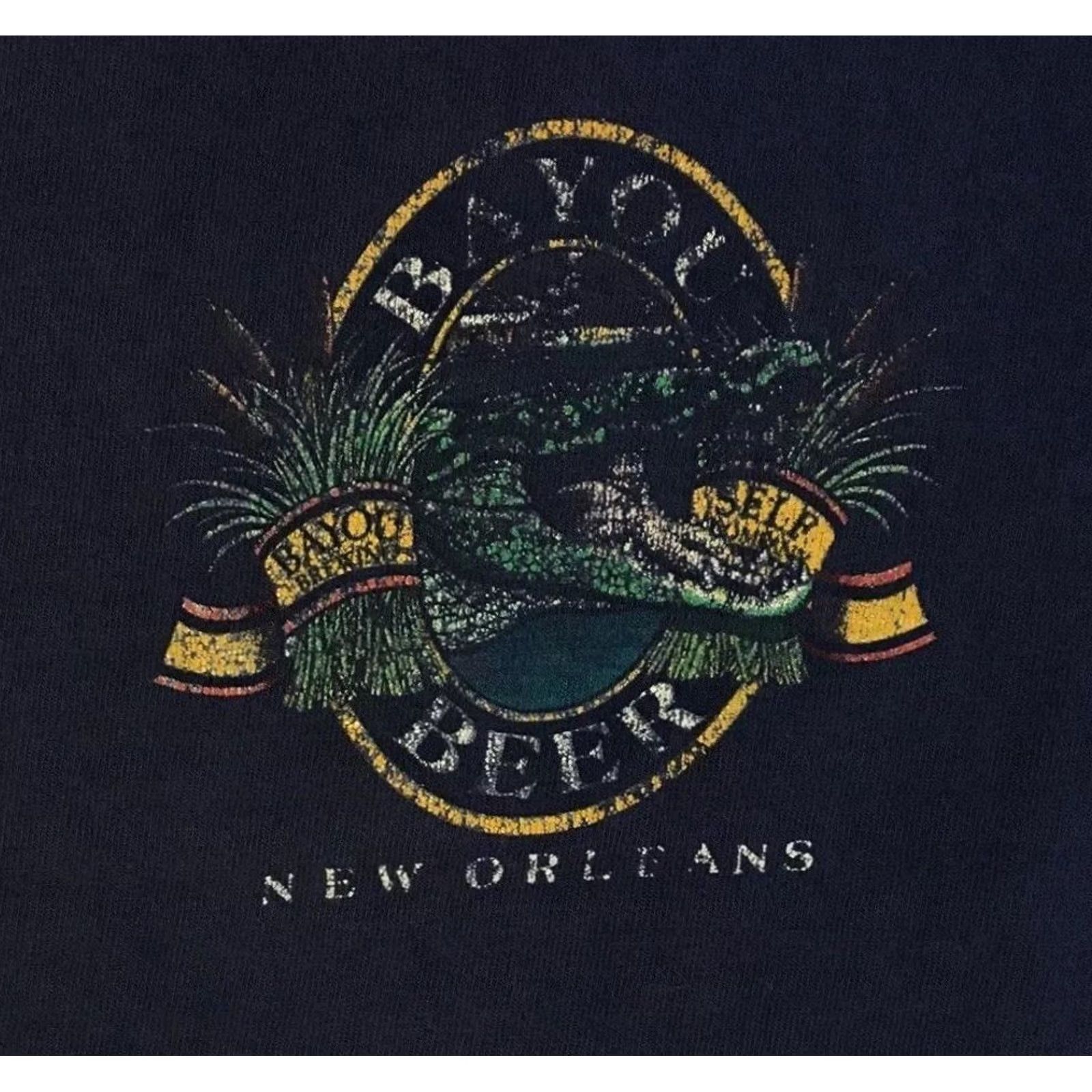 Vintage VINTAGE New Orleans Bayou Beer Faded Distressed Shirt XL Blue Graphic Tee Men 80s 90s Bar Biker Punk Grunge Single Stitch USA Size US XL / EU 56 / 4 - 2 Thumbnail