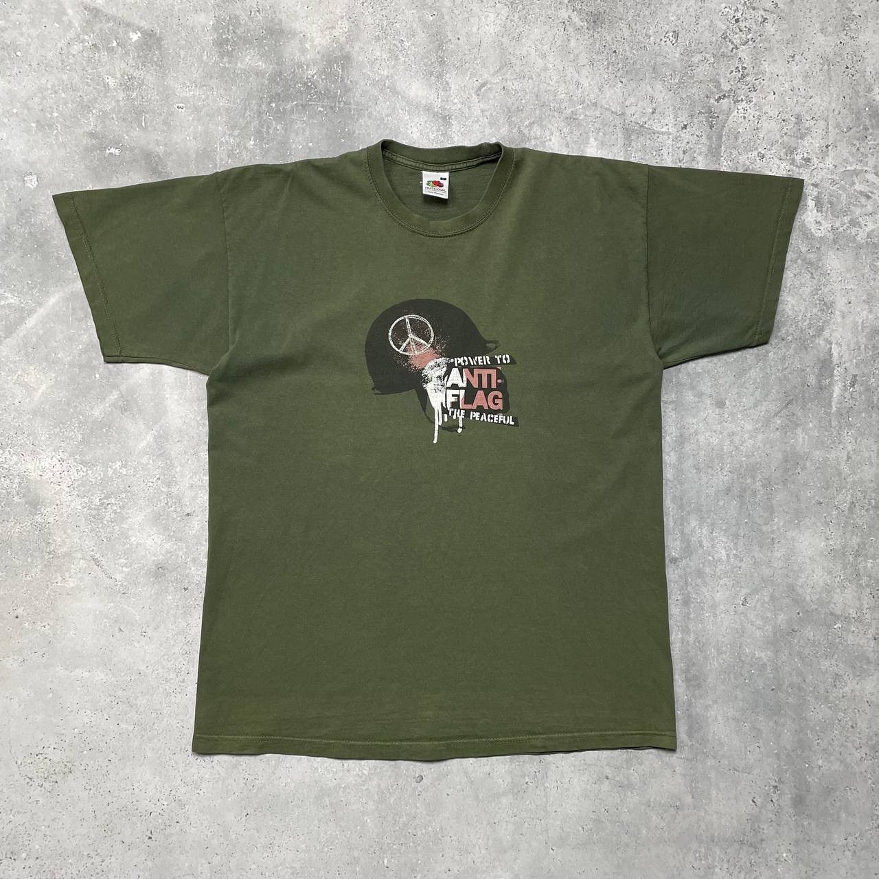 Band Tees × Vintage Vintage 2003 Anti-Flag Power To The Peaceful T Shirt Green Size US L / EU 52-54 / 3 - 1 Thumbnail