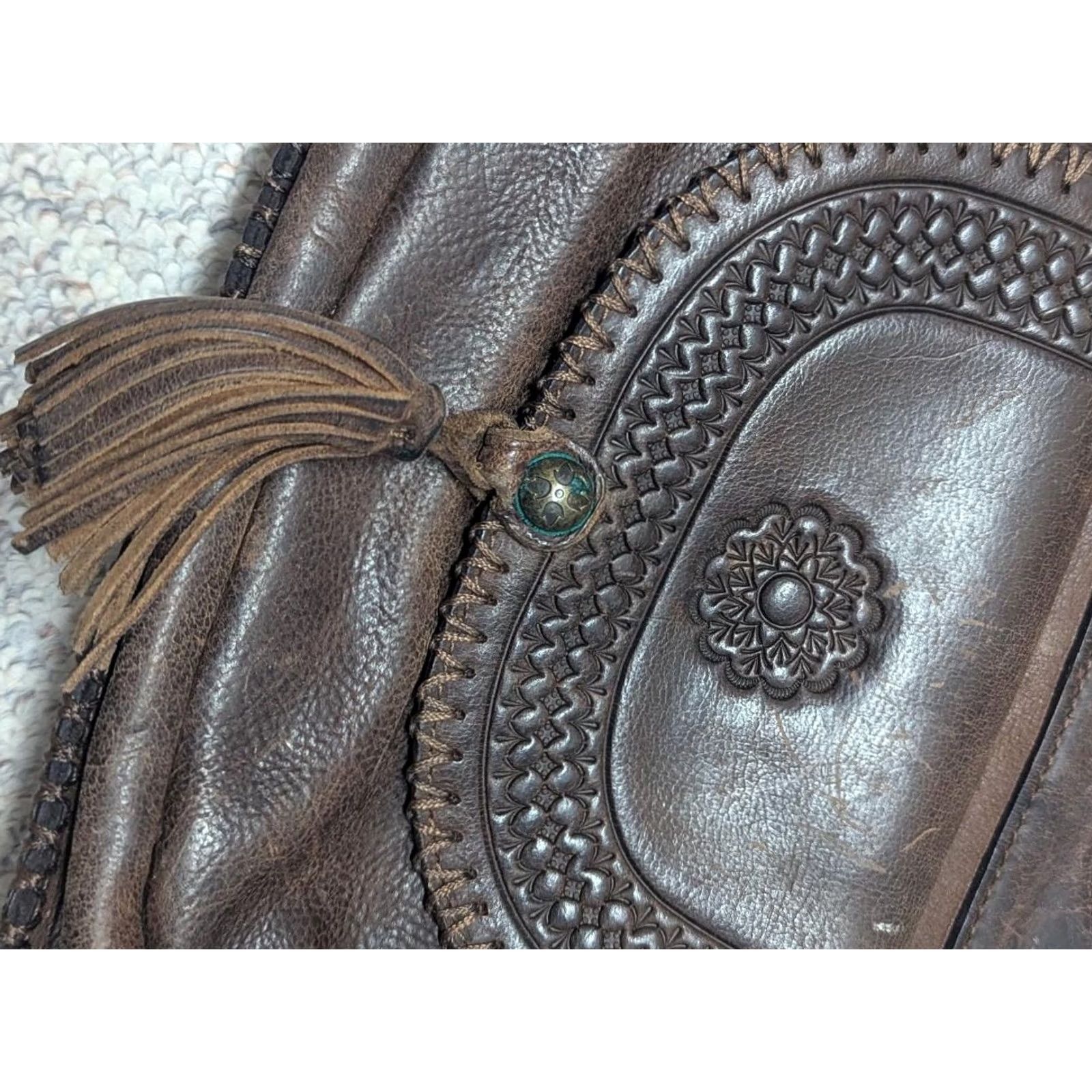 Patricia Nash VINTAGE Patricia Nash western purse bag brown italian leather tote medium women CHOOSE Size ONE SIZE - 4 Thumbnail