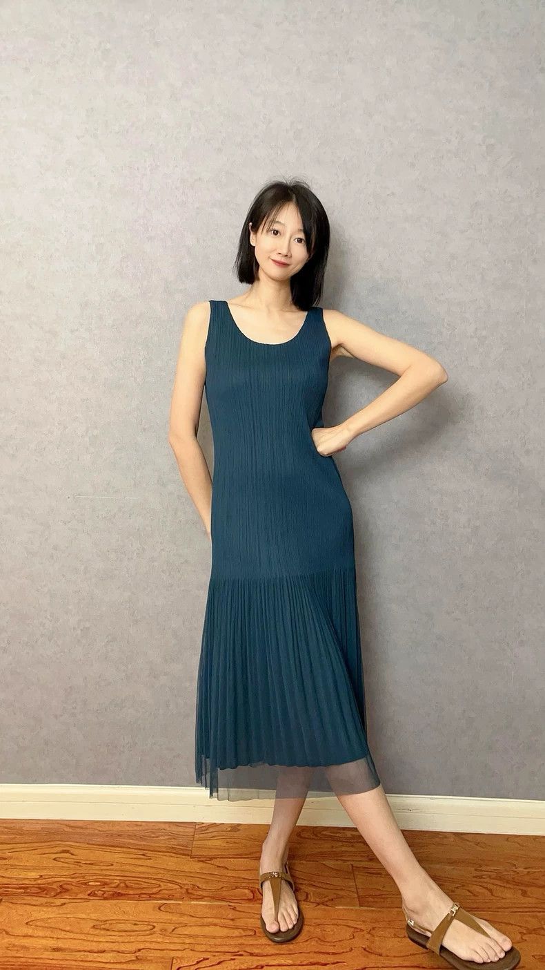 Issey Miyake Issey Miyake Blue double-layered dress Size M / US 6-8 / IT 42-44 - 1 Thumbnail