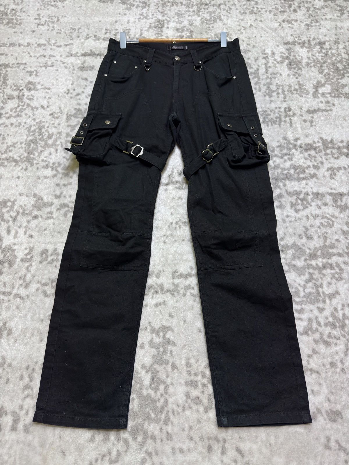 Aegnoie Vkei Buckle Strap Double Knee Cargo Trouser