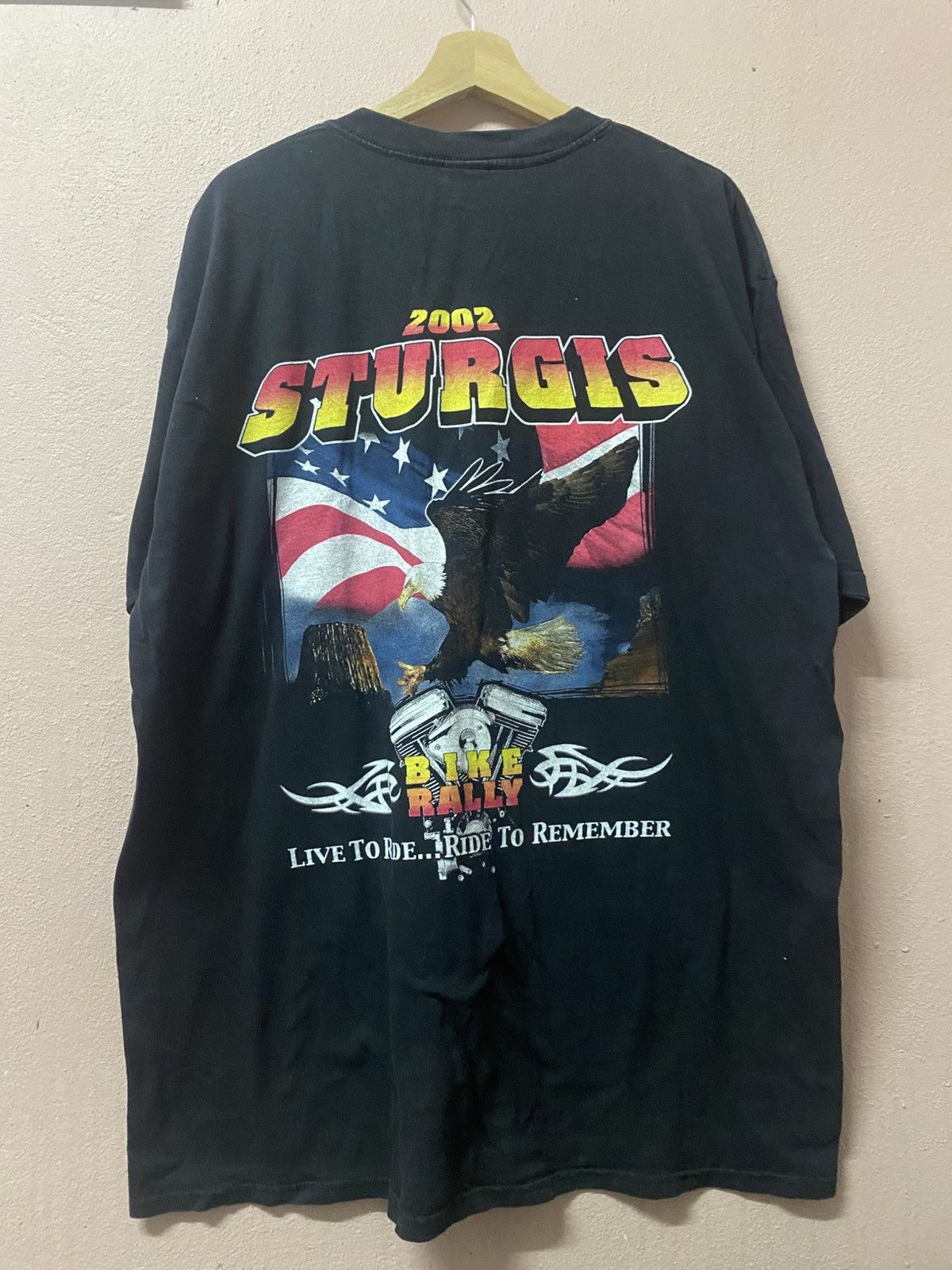 Vintage Vintage STURGIS 2002 Bike Rally USA Flag Live To Ride Size US XL / EU 56 / 4 - 2 Thumbnail