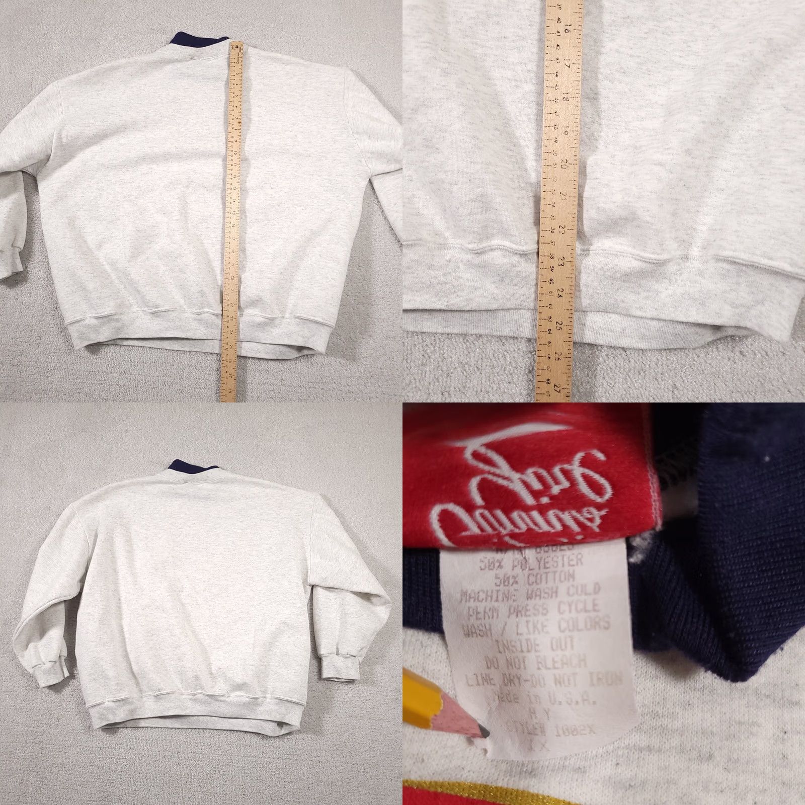 Vintage VINTAGE Ginnis Girls Sweatshirt Women's 1X Gray Patriotic USA Flag Pullover Crew Neck Long Sleeve Heavyweight Solid Fleece Made In USA Girls Womens Size XL / US 12-14 / IT 48-50 - 8 Thumbnail